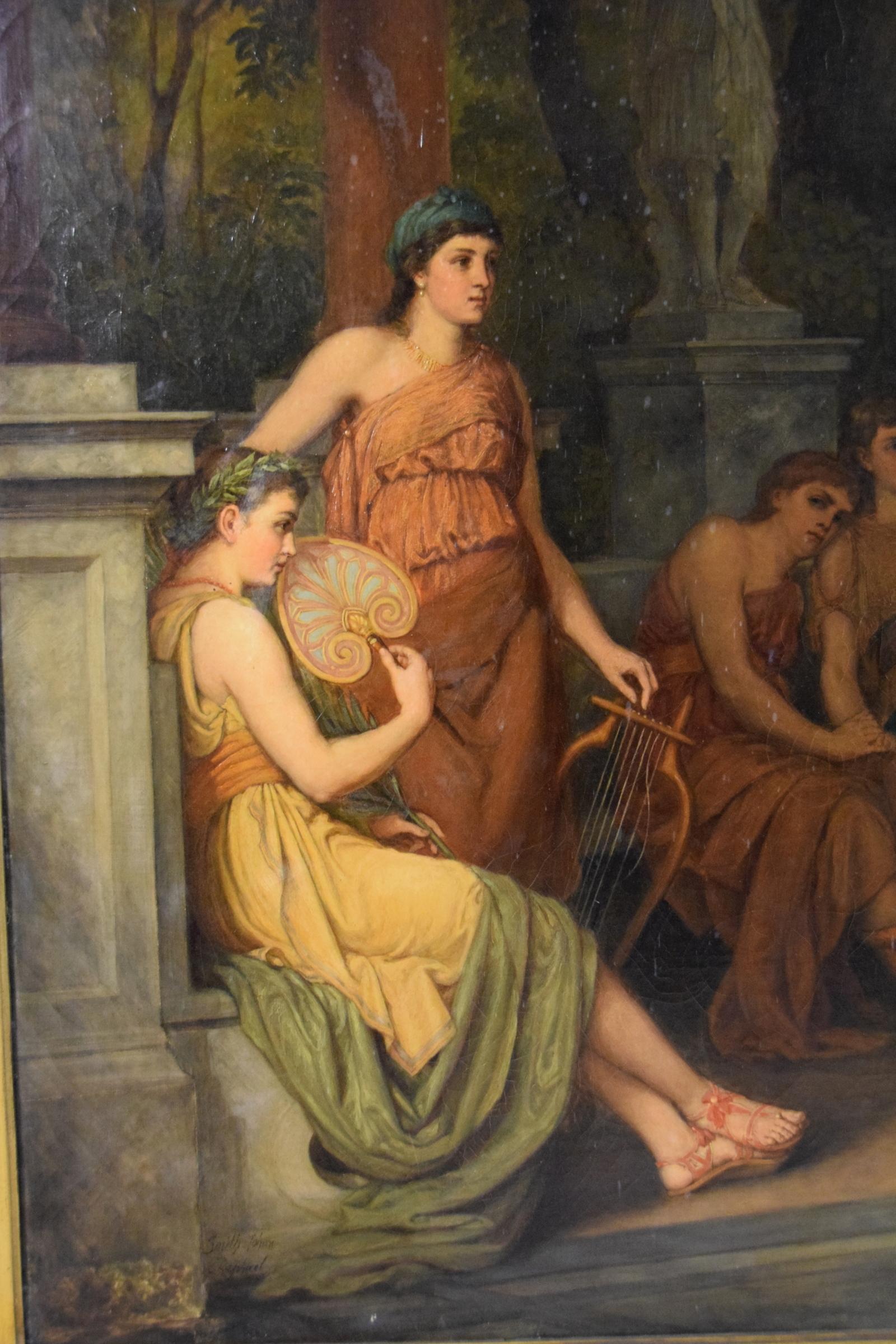 Siglo XIX, Escena de danza en la antigua Grecia firmada Johan Raphael Smith Pintado
