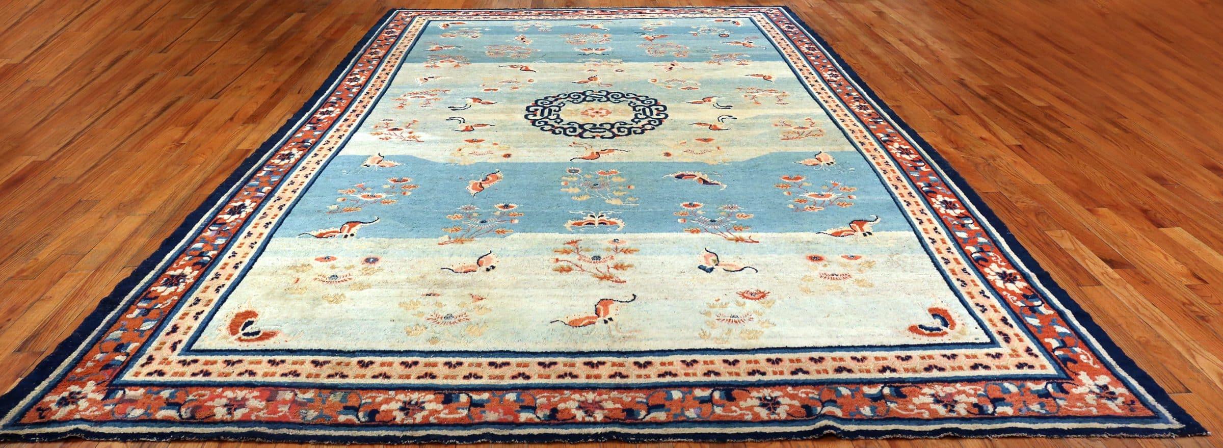 Hand-Knotted 18th Century Kansu Carpet from China. Size: 9 ft 4 in x 14 ft 2 in