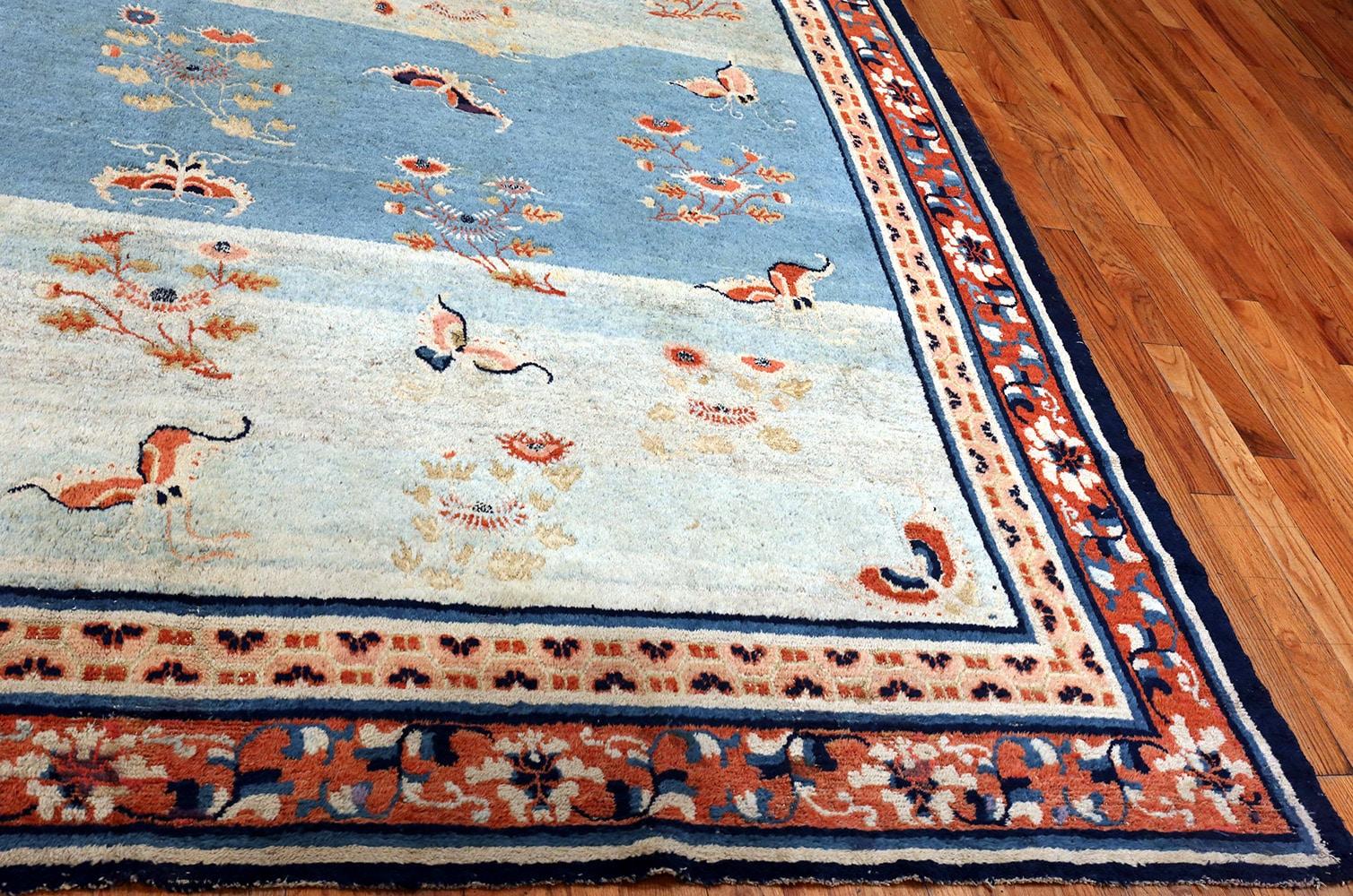 18th Century Kansu Carpet from China. Size: 9 ft 4 in x 14 ft 2 in 1