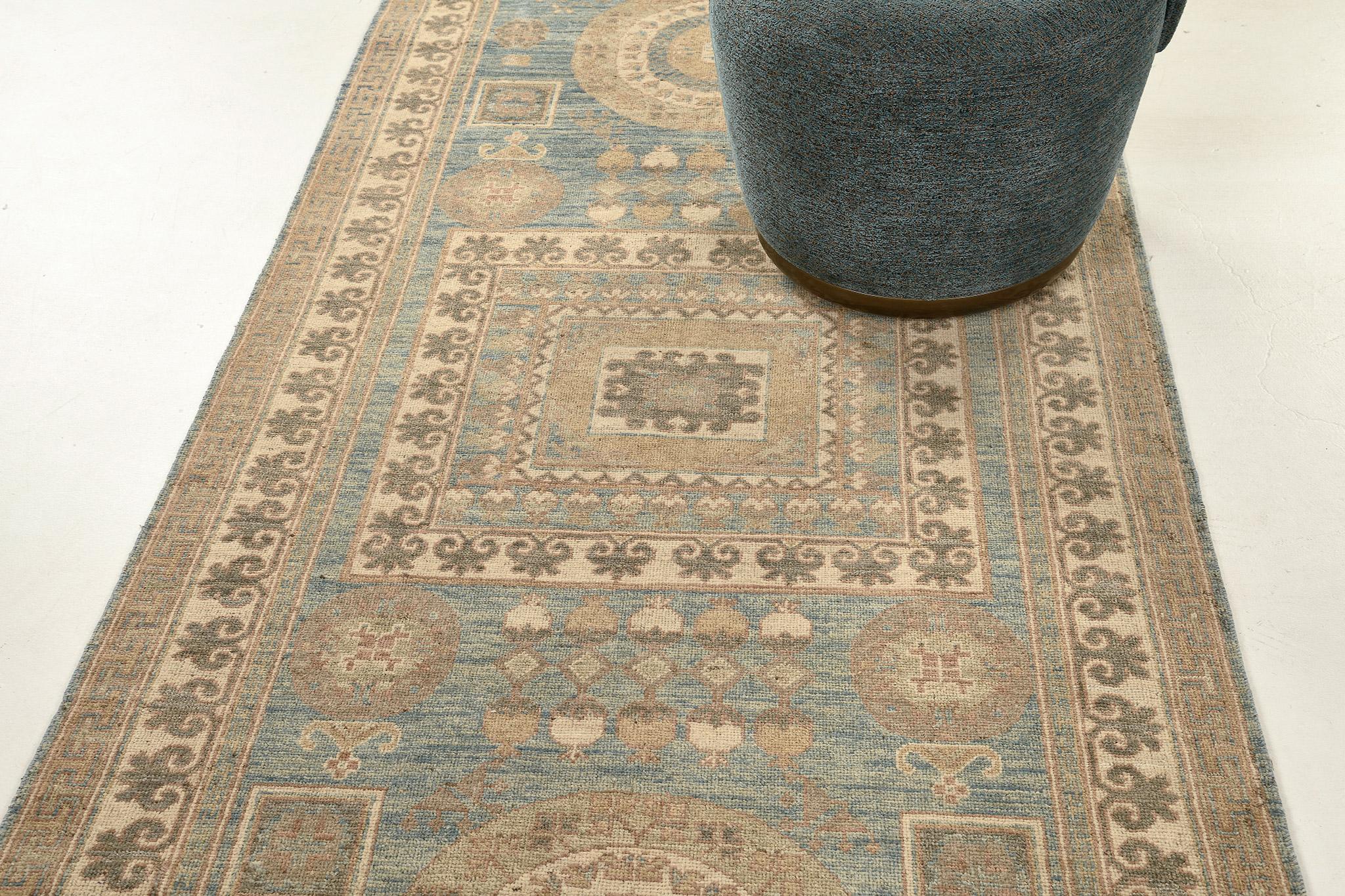 Khotan-Design-Revival des 18. Jahrhunderts D5467 (Wolle) im Angebot