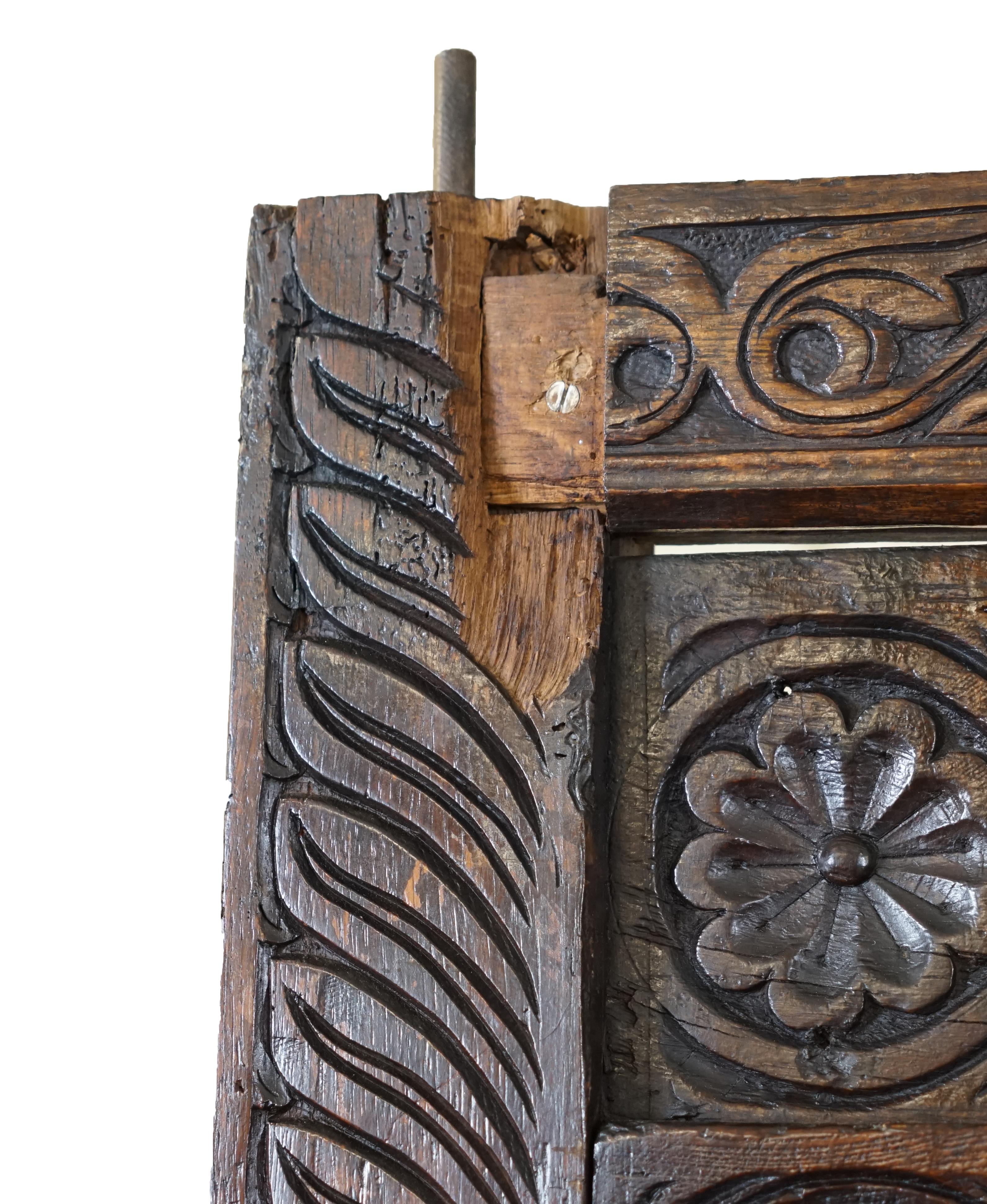 18TH CENTURY KING GEORGE I CiRCA 1700 ORNATELY CARVED JACOBEAN OAK TESTER BED 6