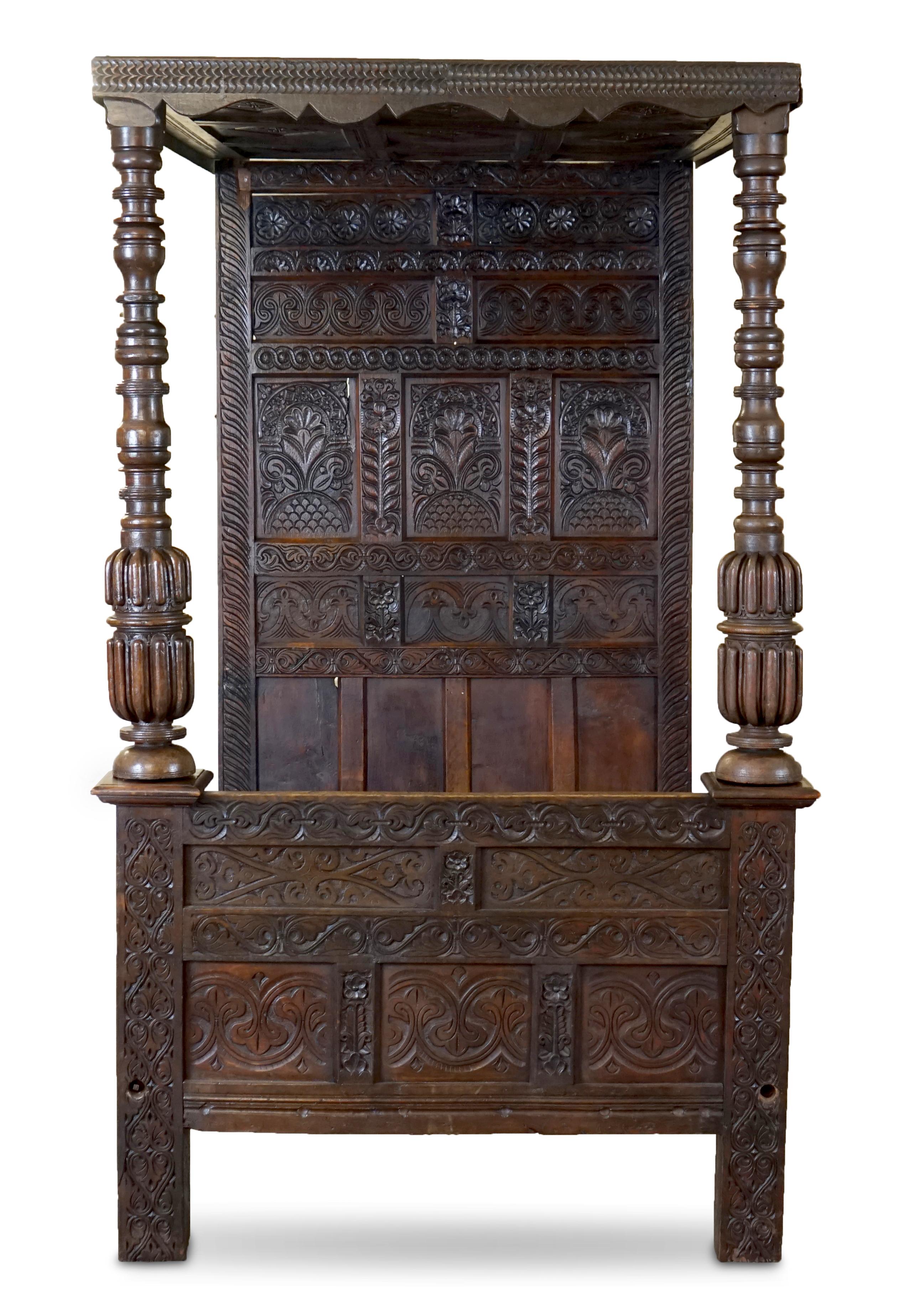 Royal House Antiques

Royal House Antiques is delighted to offer for sale this very rare and highly collectable original circa 1700 King George I Jacobean Oak Tester bed with ornately hand carved panels 

Please note the delivery fee listed is just