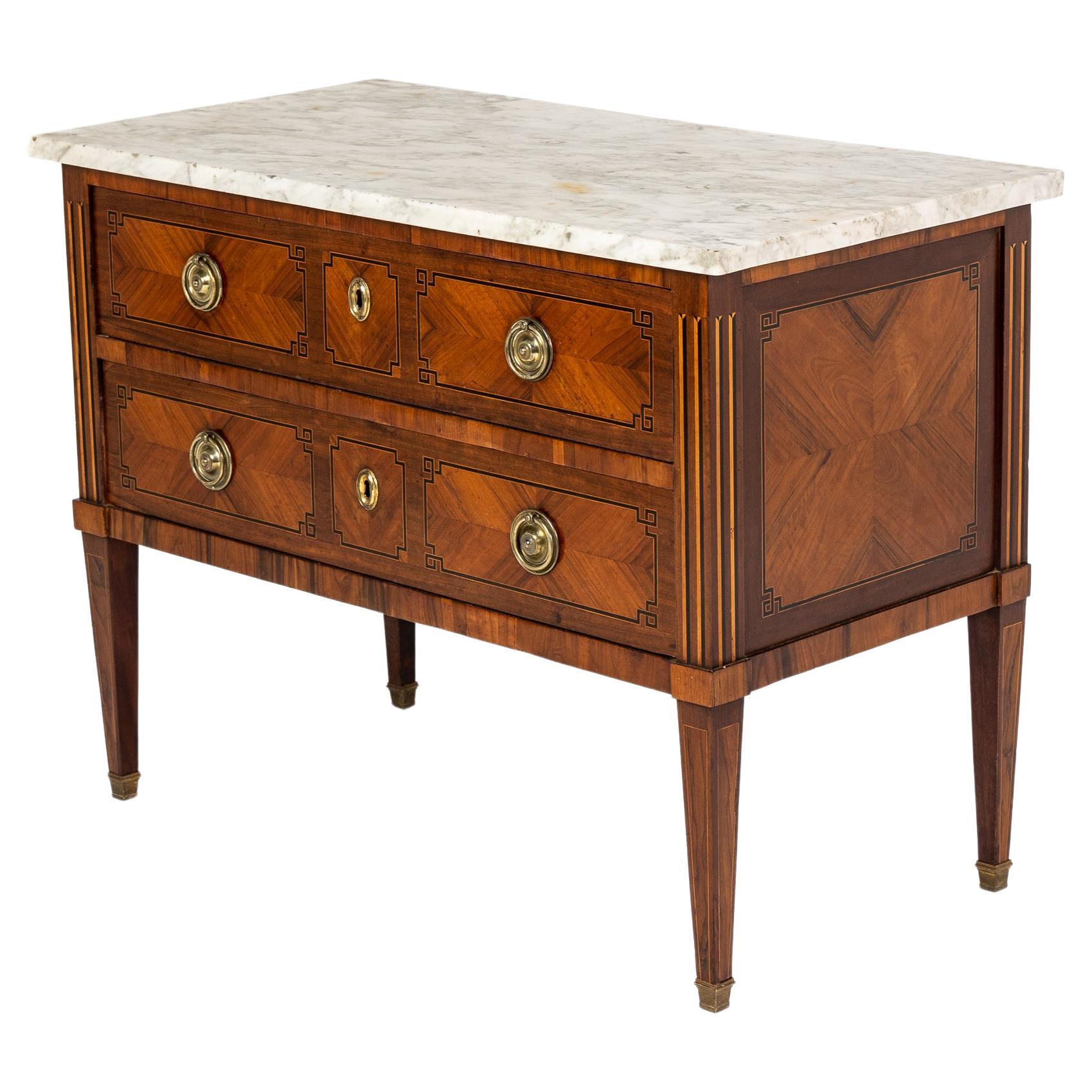 18th Century Kingwood and Walnut Commode with Marble Top For Sale