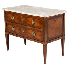 Antique 18th Century Kingwood and Walnut Commode with Marble Top