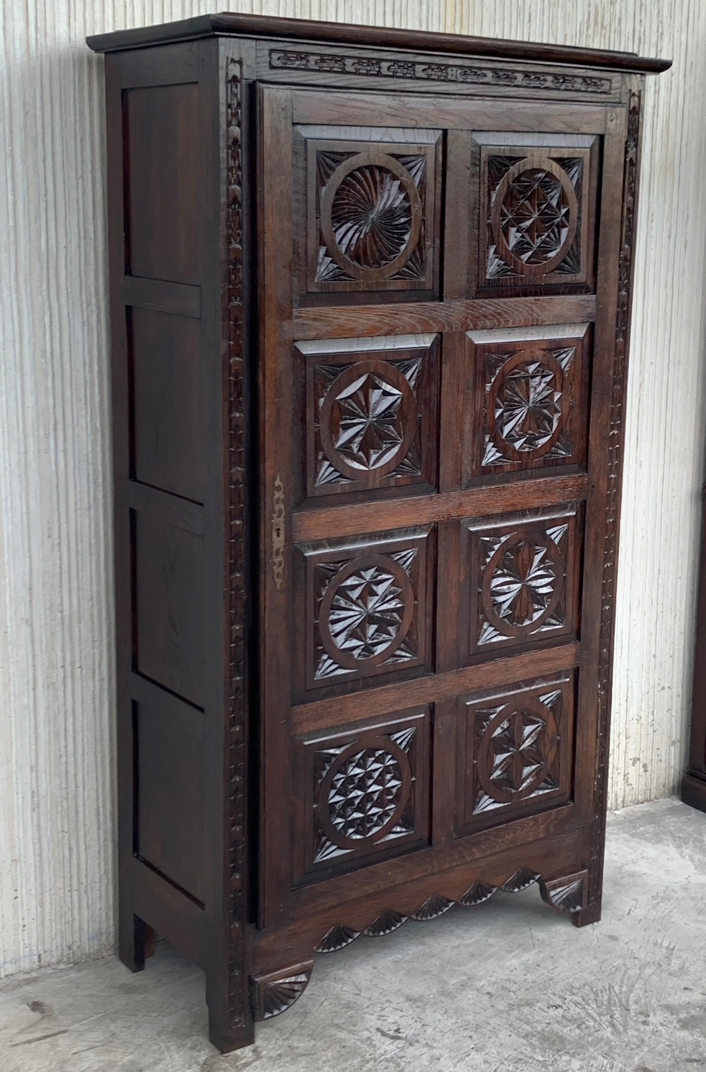 18th Century Kitchen Cabinet with One Door, Oak, Castalan Influence, Spain In Good Condition In Miami, FL