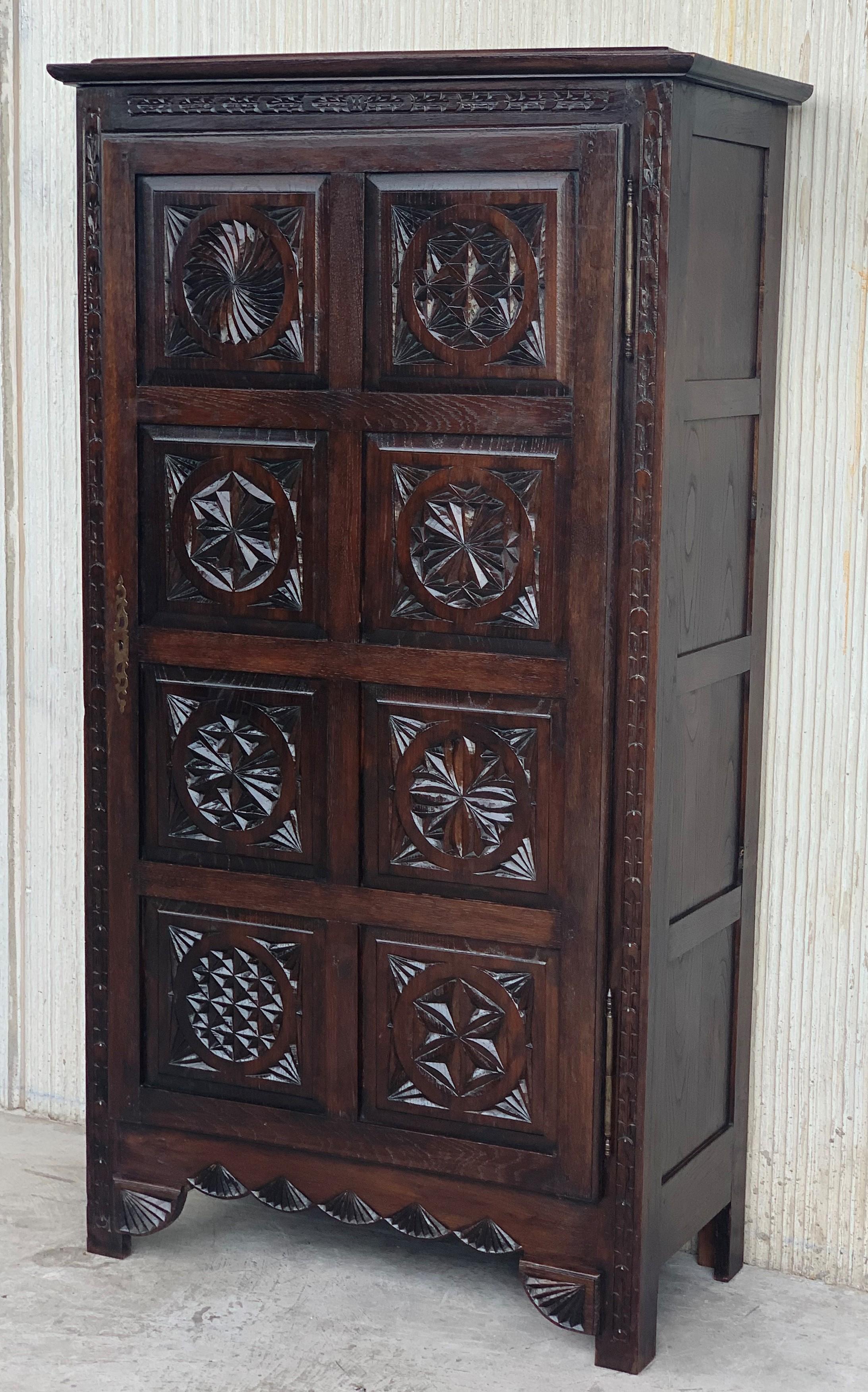 Iron 18th Century Kitchen Cabinet with One Door, Oak, Castalan Influence, Spain