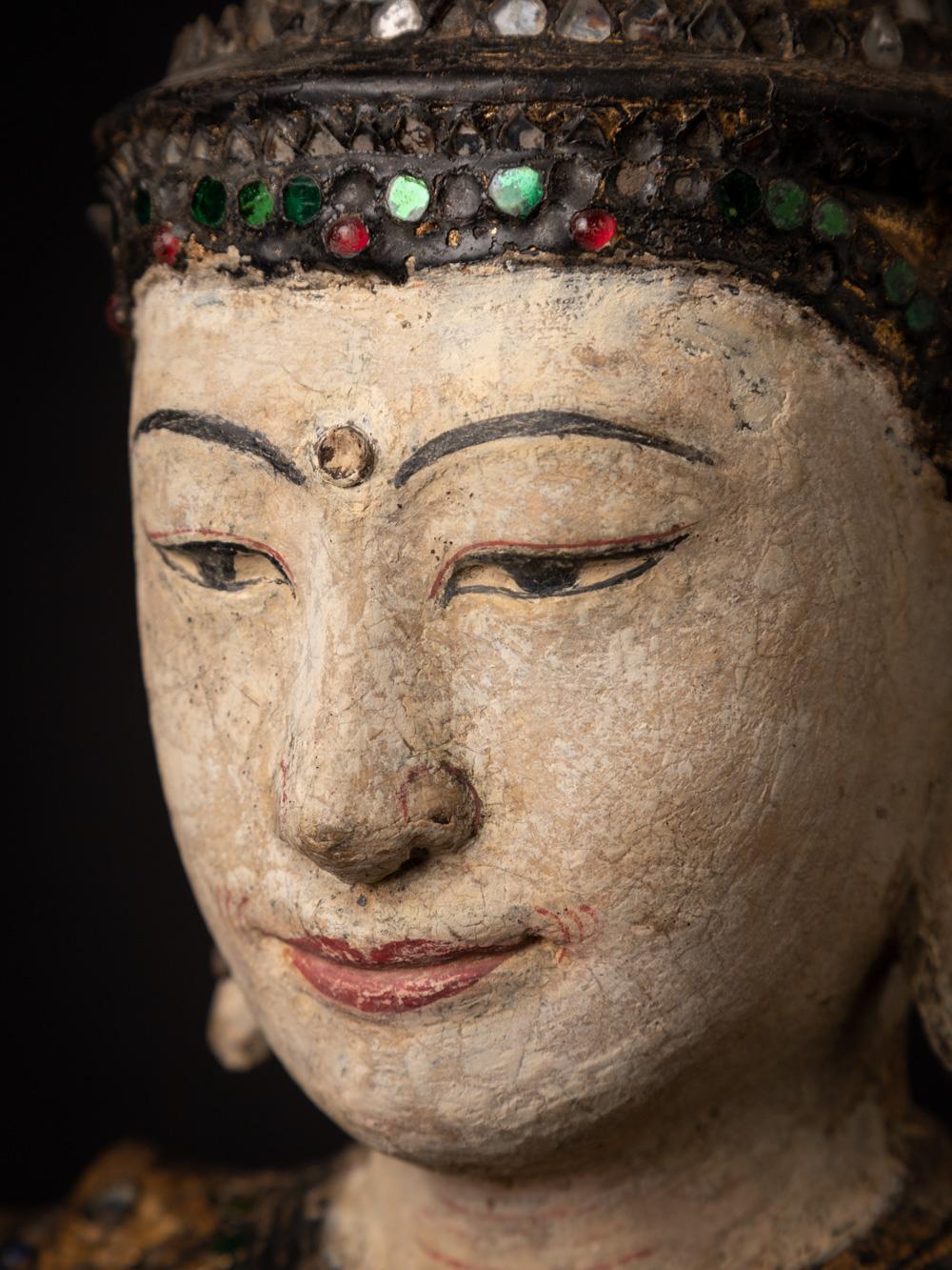 18th century - Konebaung period antique wooden Burmese Buddha statue For Sale 10