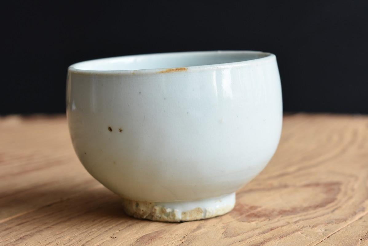 Glazed 18th Century Korean Antique White Porcelain Cup / Li Dynasty / Coffee Cup