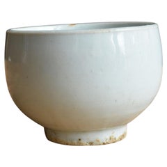 Taza de porcelana blanca antigua coreana del siglo XVIII / Dinastía Li / Taza de café