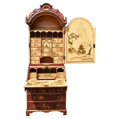 18th Century Lacquer and Gilt Chinoiserie Bureau Bookcase