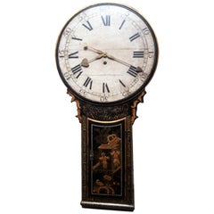 18th Century George III Period Lacquer Chinoiserie Tavern Clock, 1790, Oak Dial