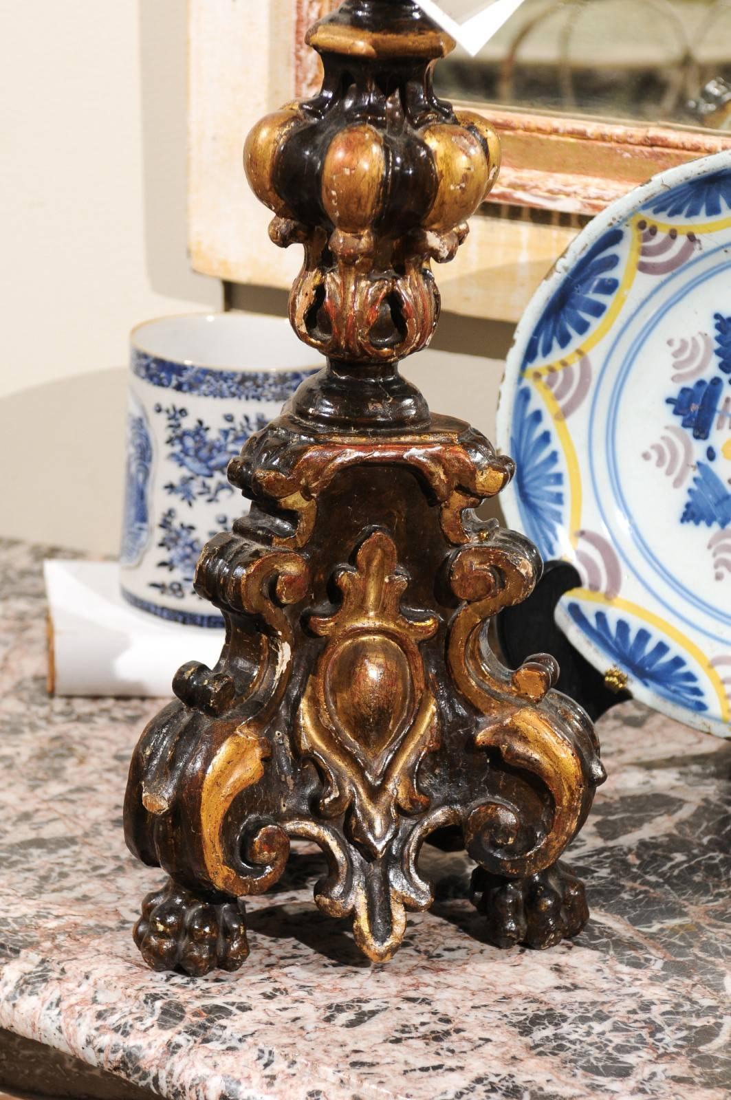 18th Century Lacquered Candlestick from Italy In Good Condition For Sale In Atlanta, GA