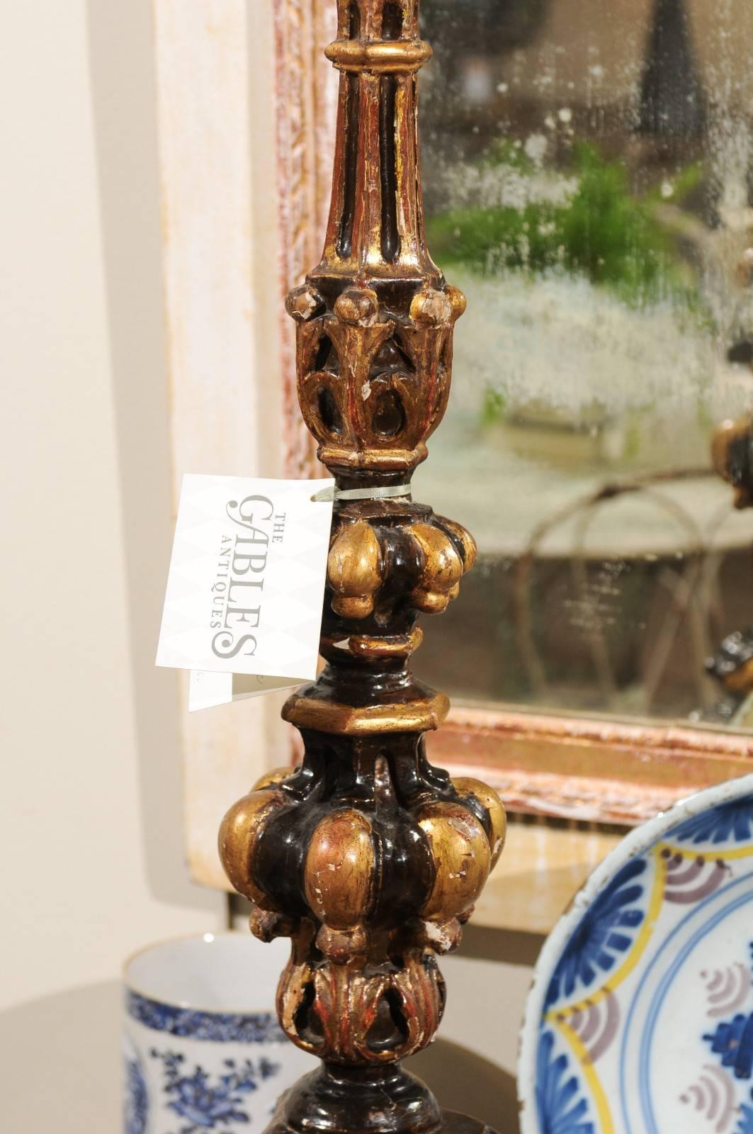 18th Century Lacquered Candlestick from Italy For Sale 1