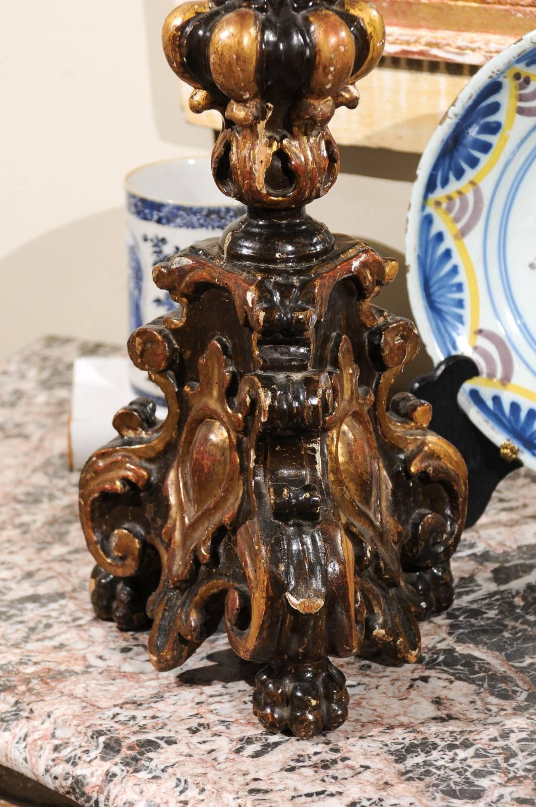 18th Century Lacquered Candlestick from Italy For Sale 3