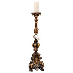 18th Century Lacquered Candlestick from Italy