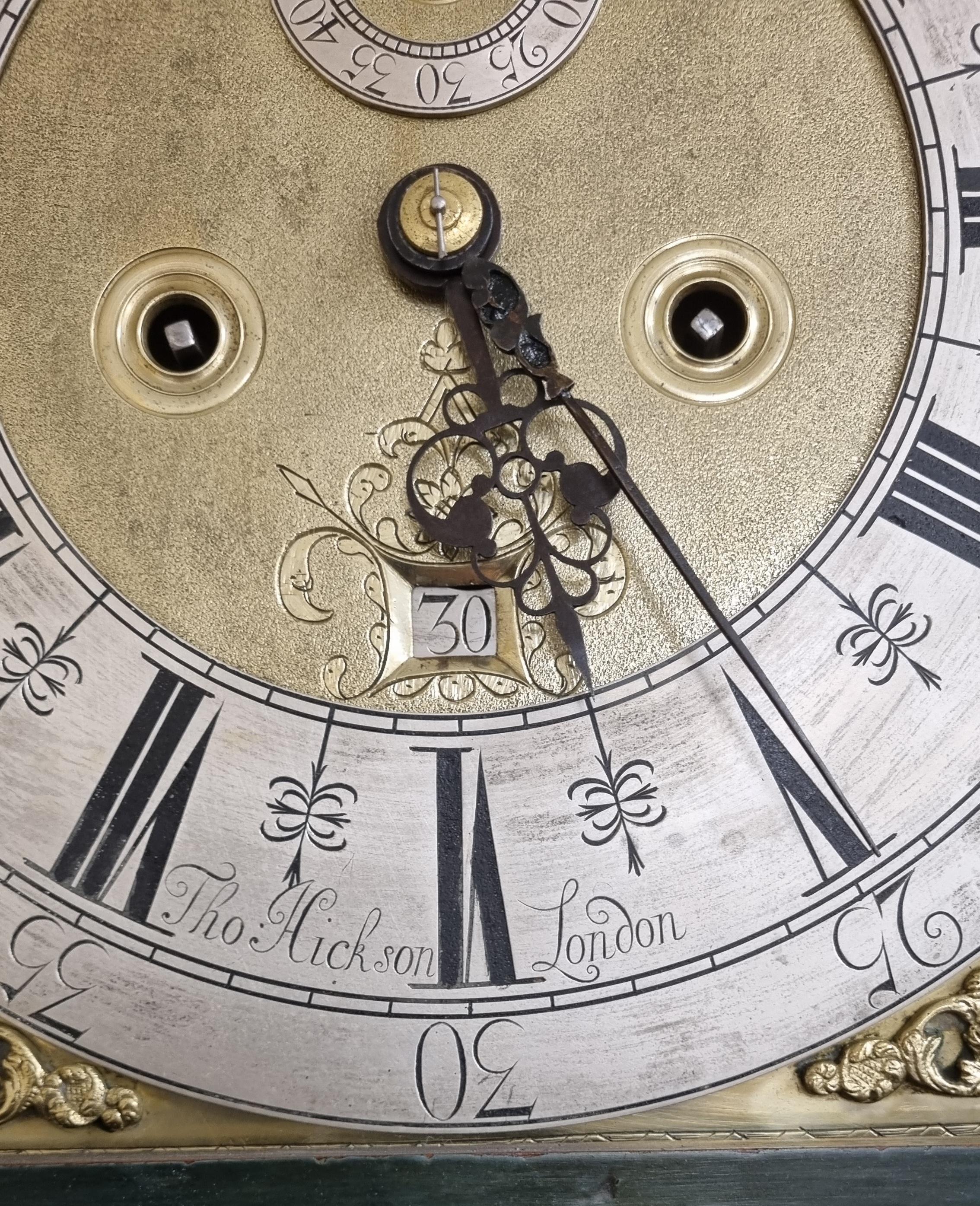 18th Century Lacquered Japanned Longcase Clock from London For Sale 4