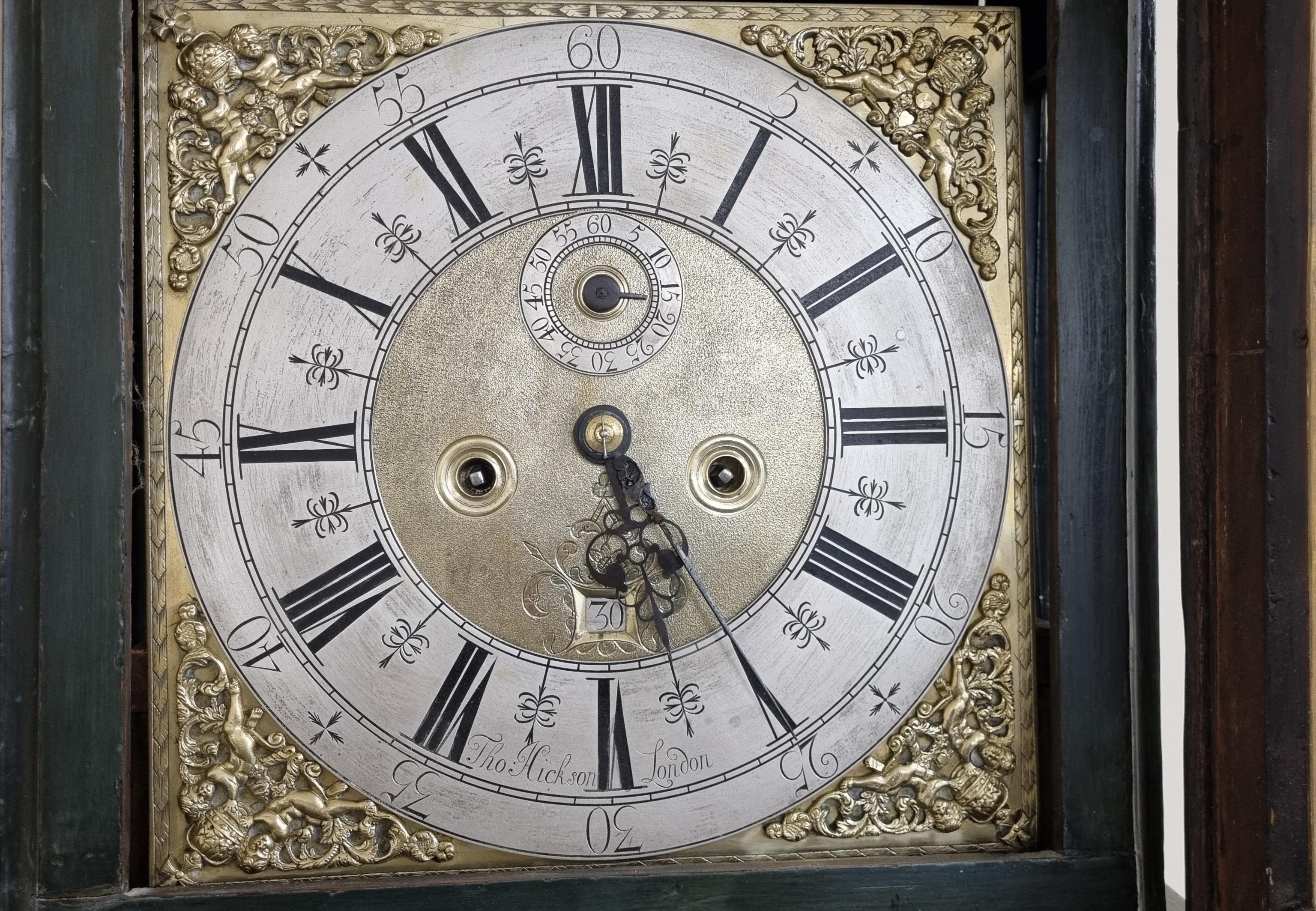 18th Century Lacquered Japanned Longcase Clock from London For Sale 5