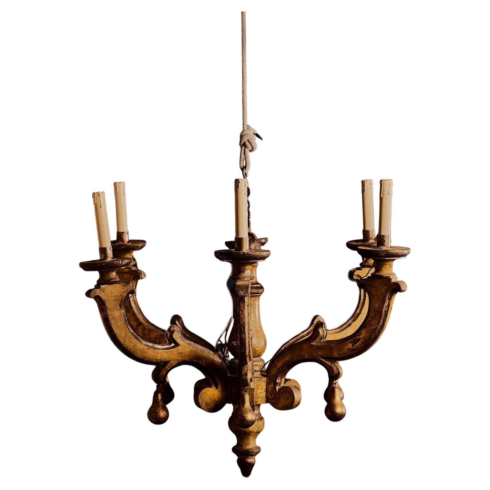 18th Century, Lacquered Wood Chandelier For Sale