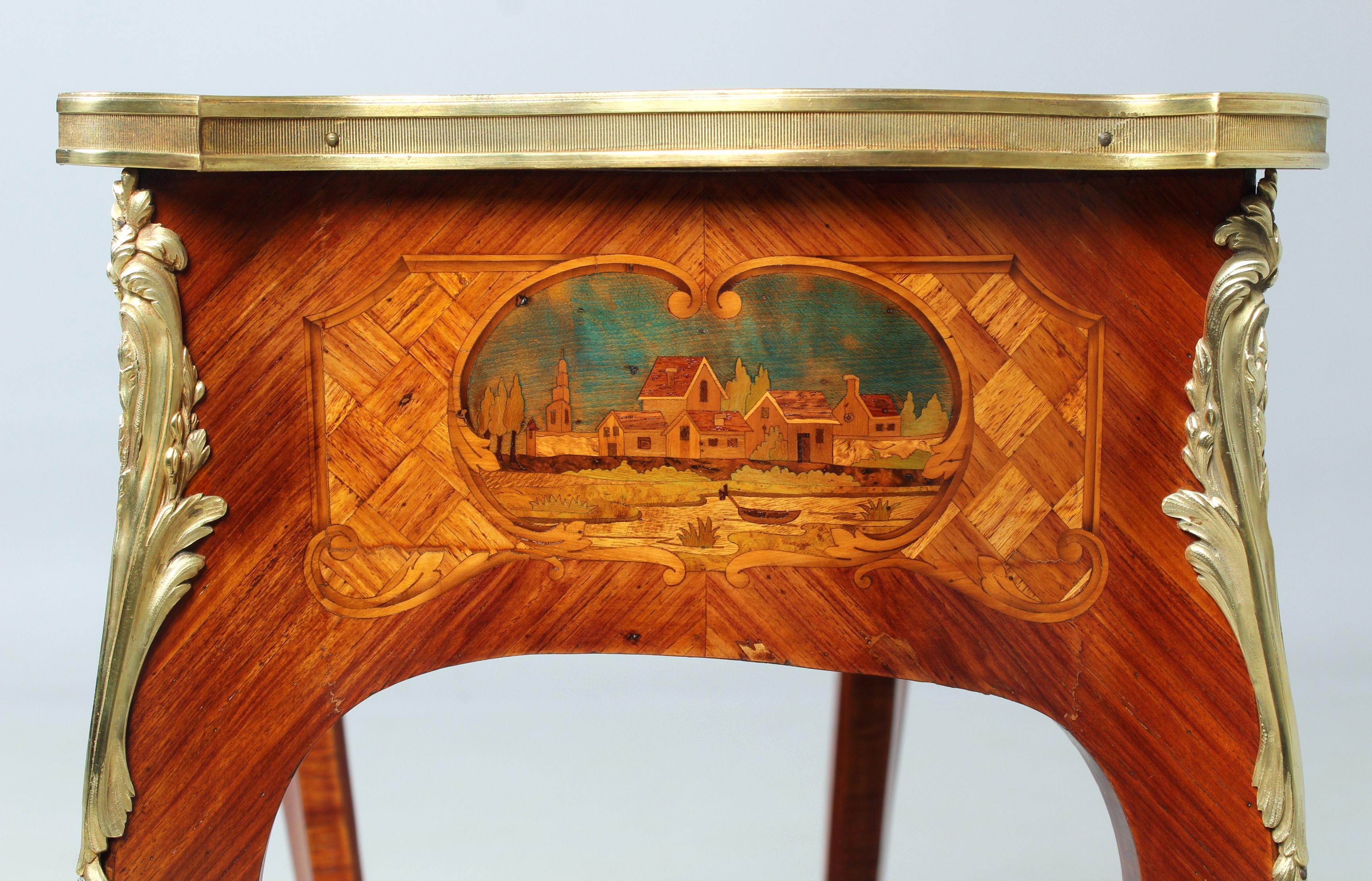  Ladies Desk with Fine Marquetry, Attributed to Beurdeley, Paris, circa 1880 For Sale 7