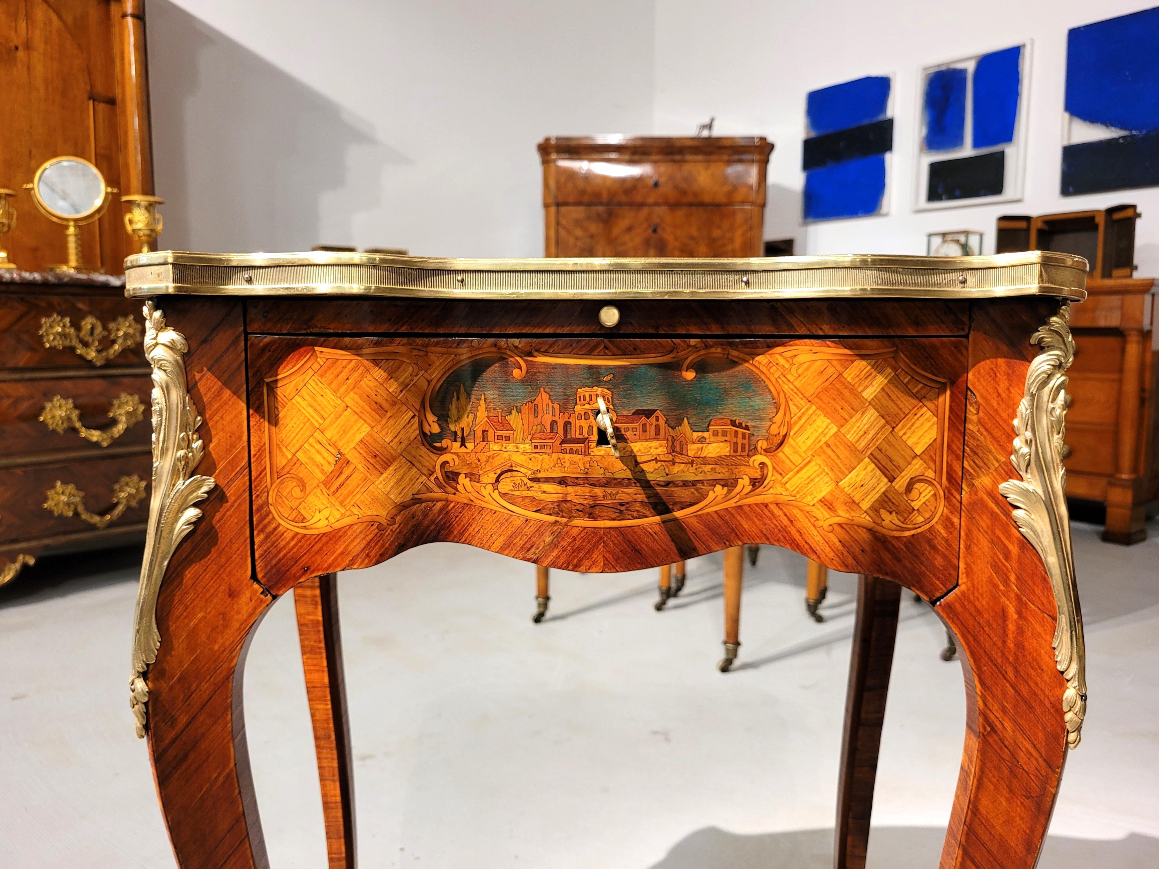  Ladies Desk with Fine Marquetry, Attributed to Beurdeley, Paris, circa 1880 For Sale 9