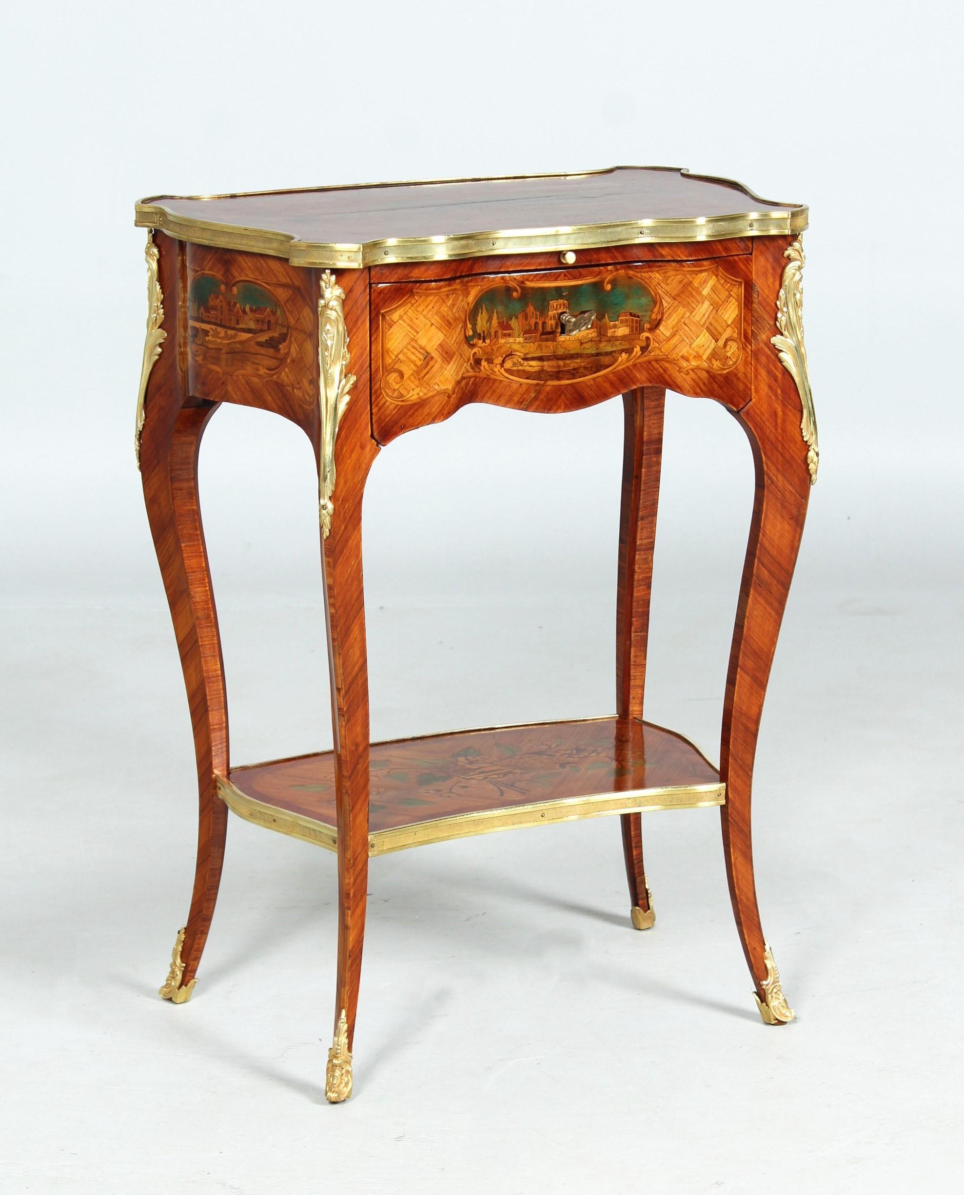  Ladies Desk with Fine Marquetry, Attributed to Beurdeley, Paris, circa 1880 For Sale 10