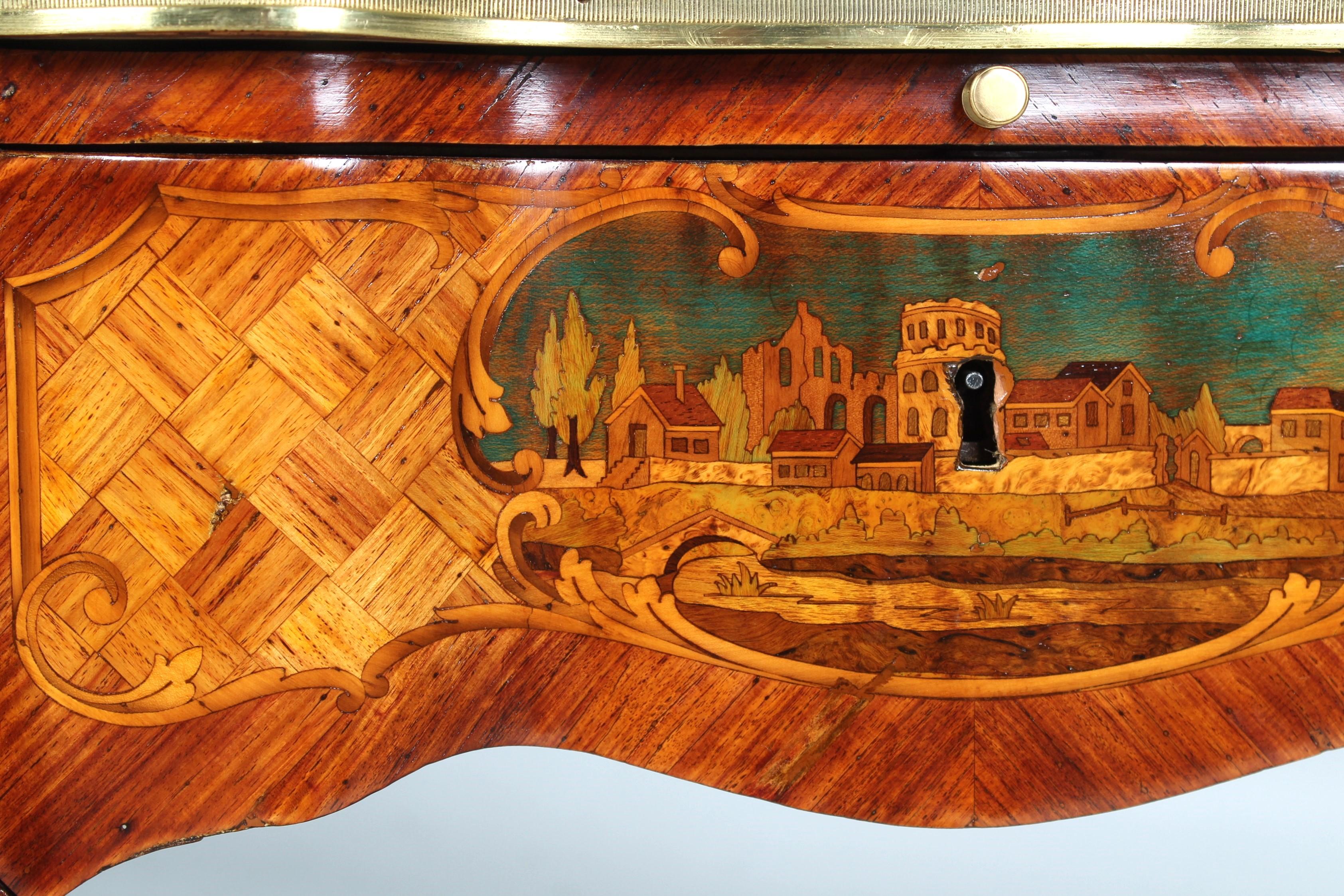 Louis XV  Ladies Desk with Fine Marquetry, Attributed to Beurdeley, Paris, circa 1880 For Sale