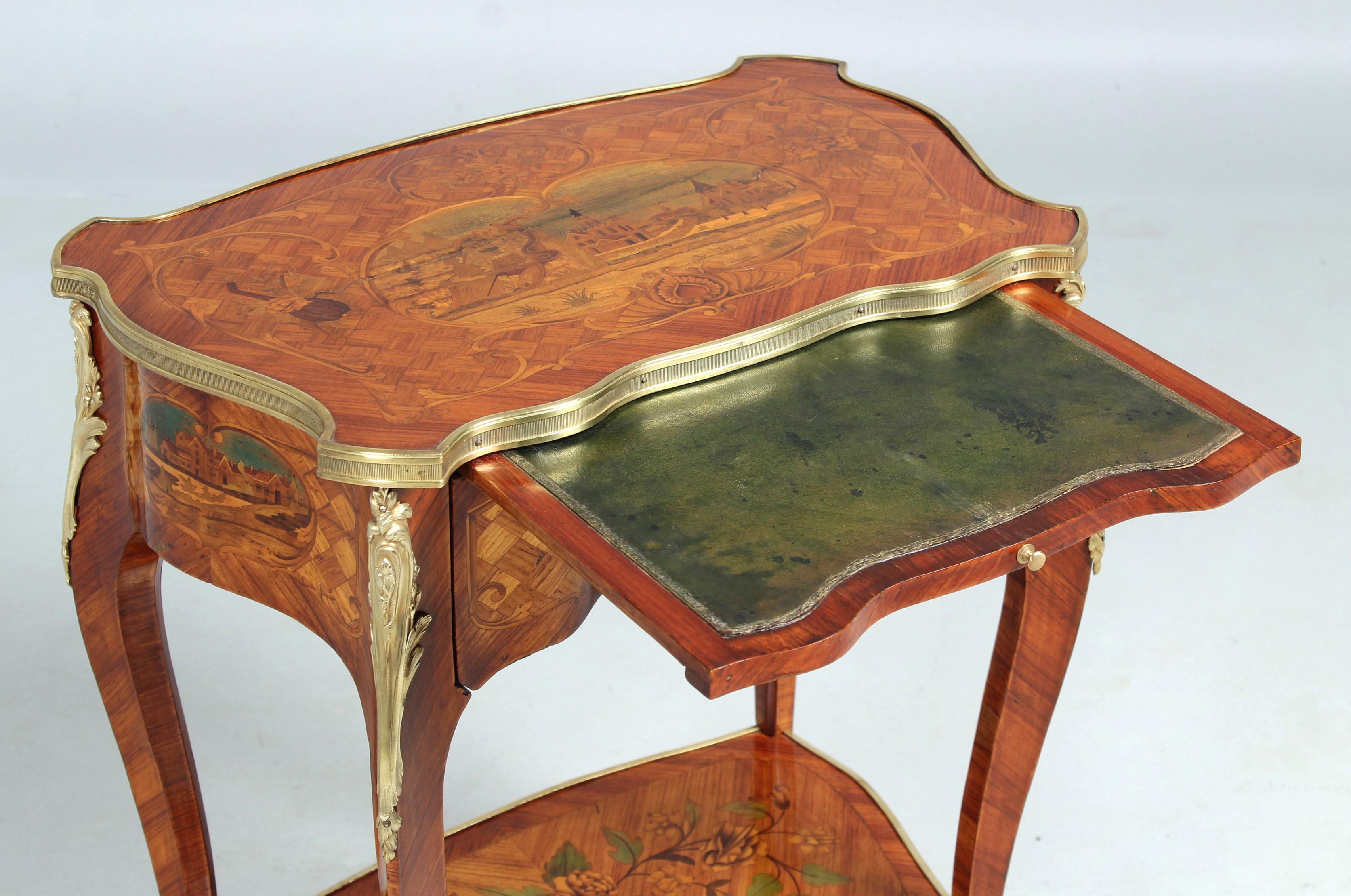 Rosewood  Ladies Desk with Fine Marquetry, Attributed to Beurdeley, Paris, circa 1880 For Sale