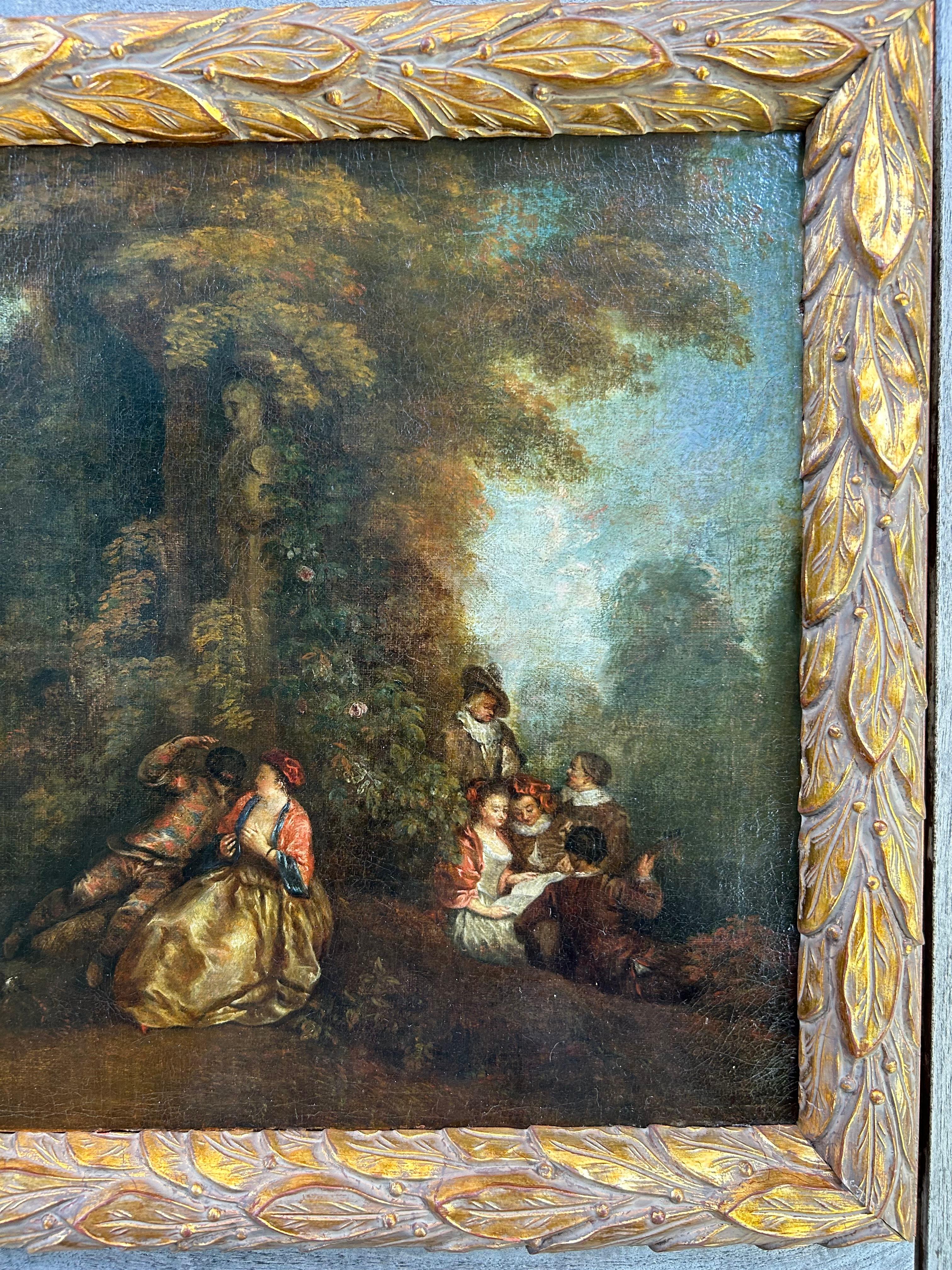 Rococo Landscape in the  Style of Jean-Antoine Watteau, 18th Century For Sale
