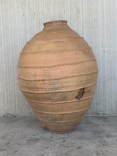 18th Century Large 41´ Terracotta Ribbed Vessel, Vase, Planter with Low Tap