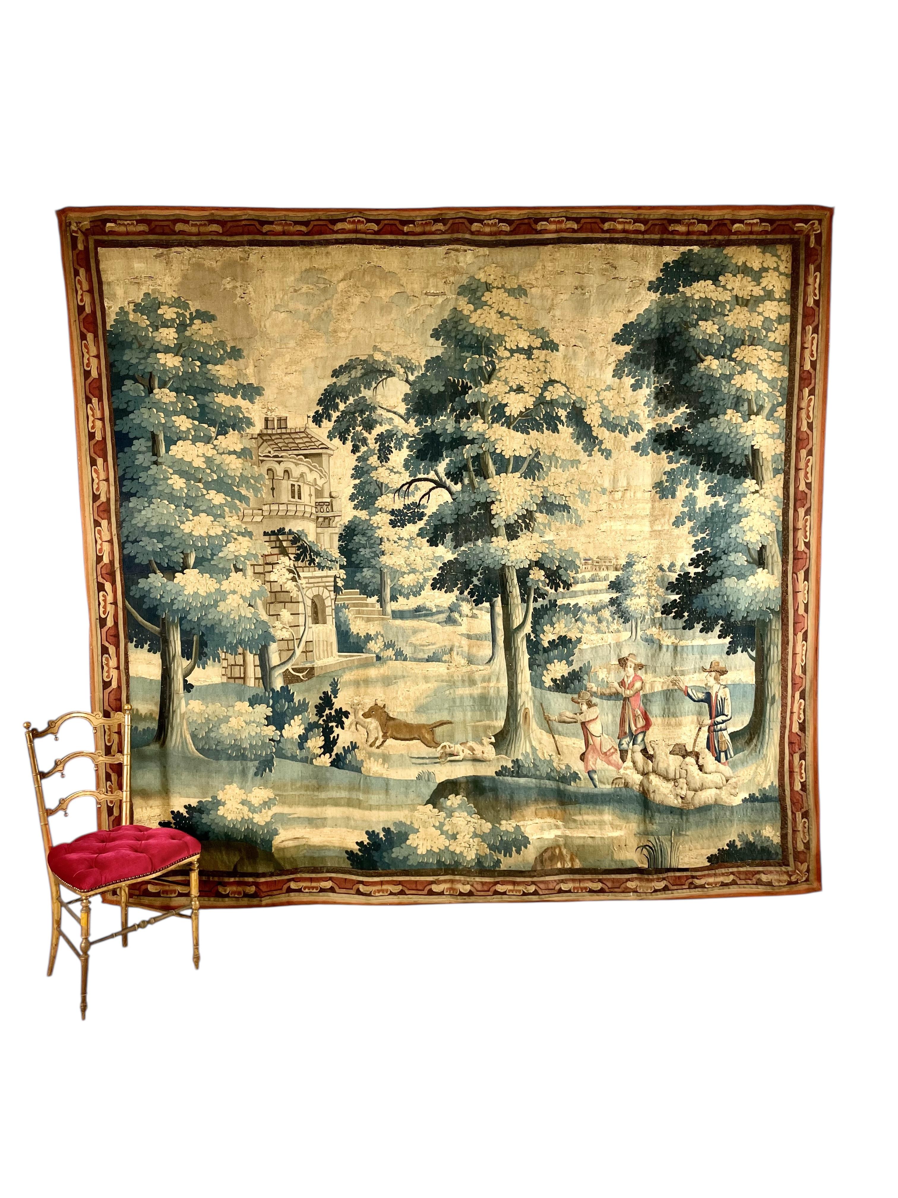 Seltener Aubusson Pastoral-Wandteppich, 18. Jahrhundert im Angebot 6
