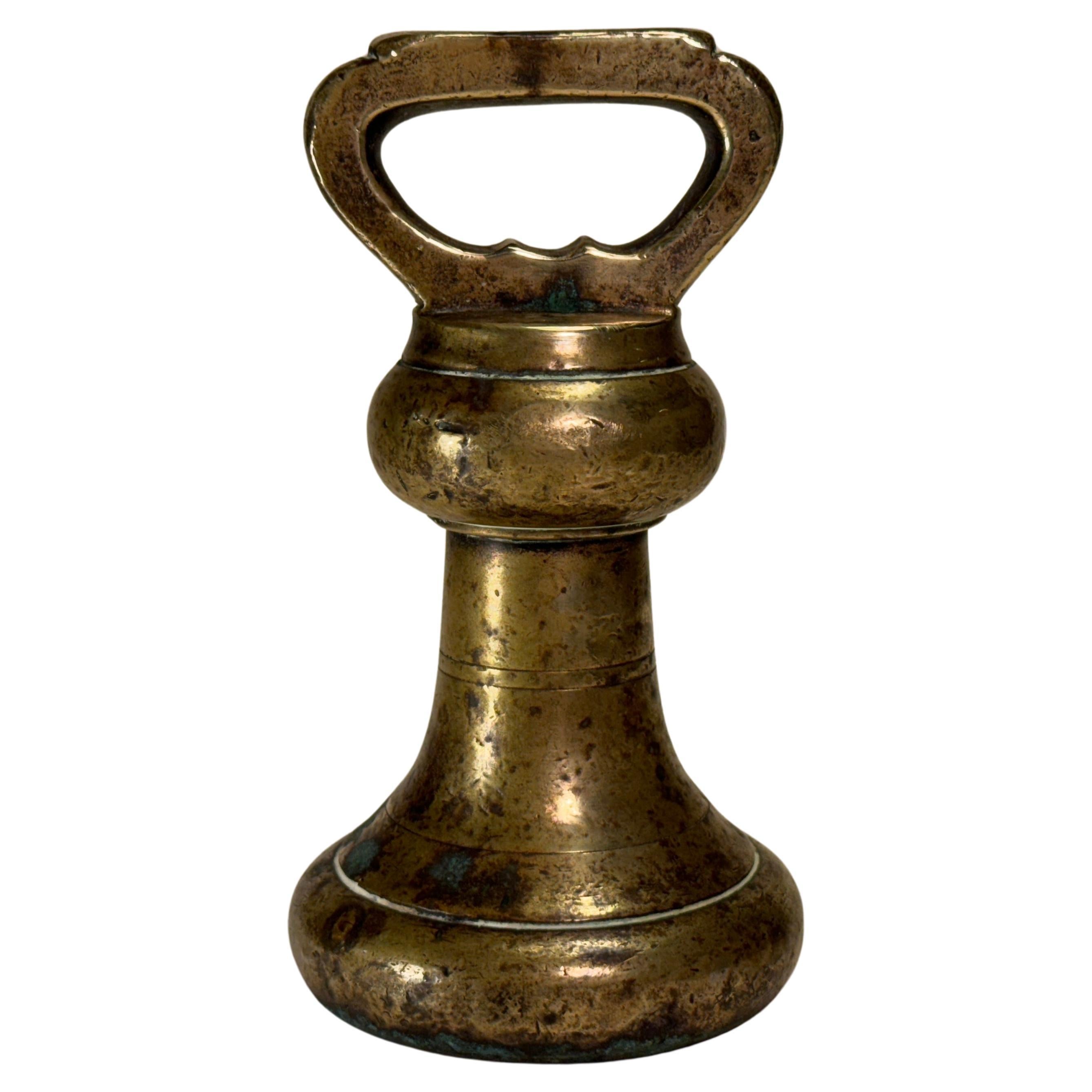 Large Antique Bronze Letter bell weight or dumbell 1 lbs.

