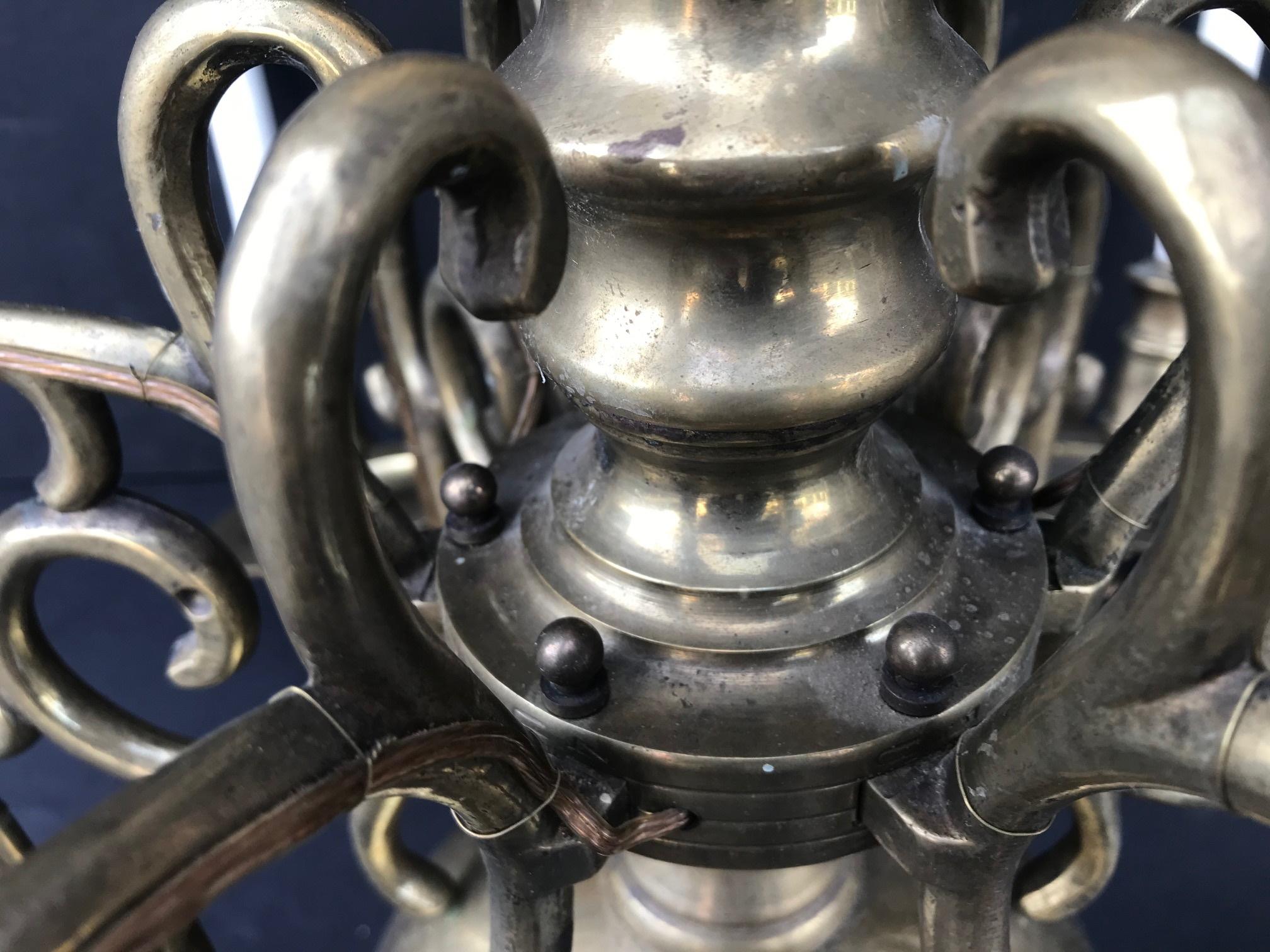 18th Century Large Baroque Brass Chandelier, Dutch, 2-Tiered, 12-Light 8