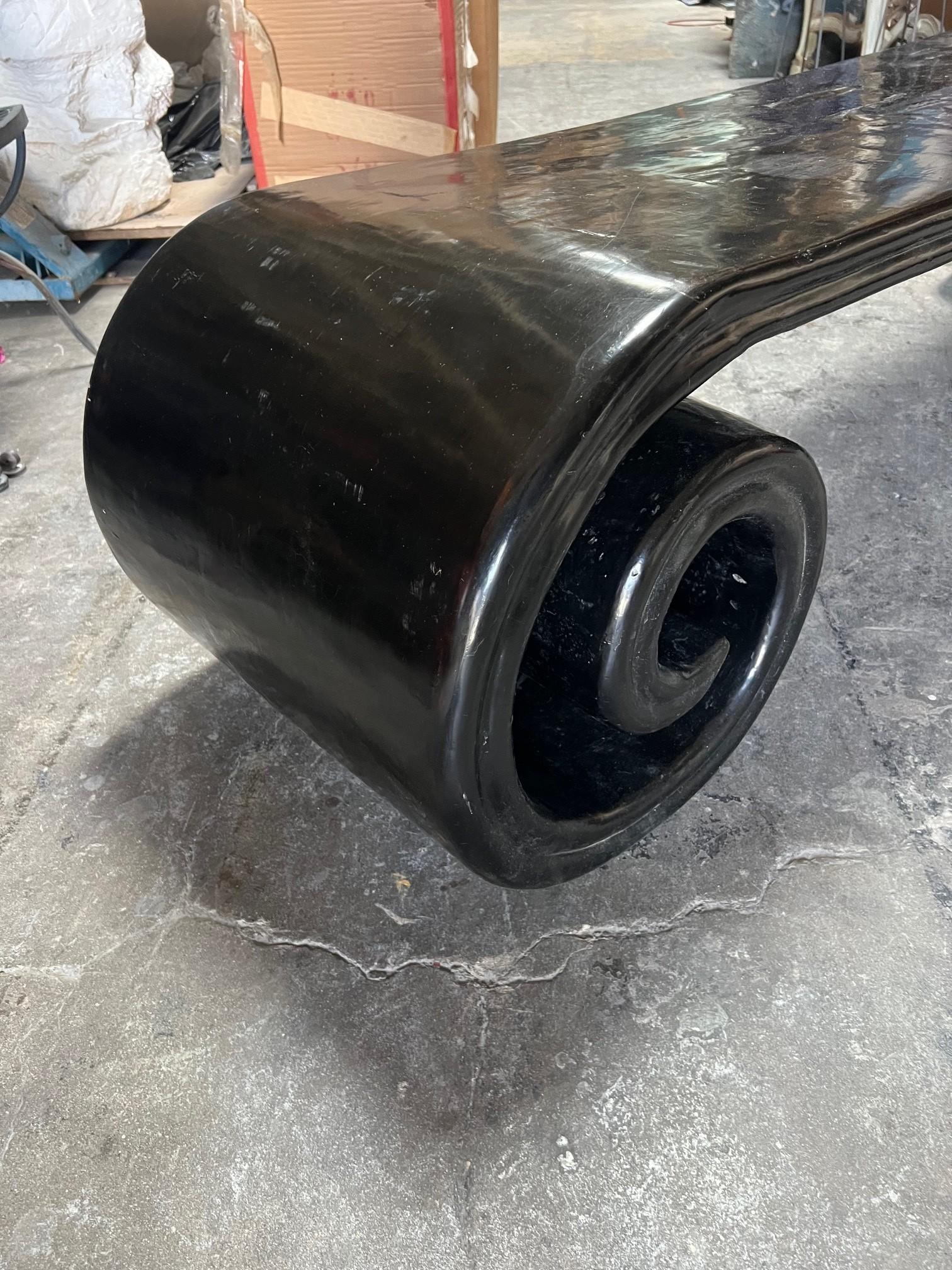 18th Century Large Black Lacquered Finish Scroll Leg Low Chinese Coffee Table For Sale 3