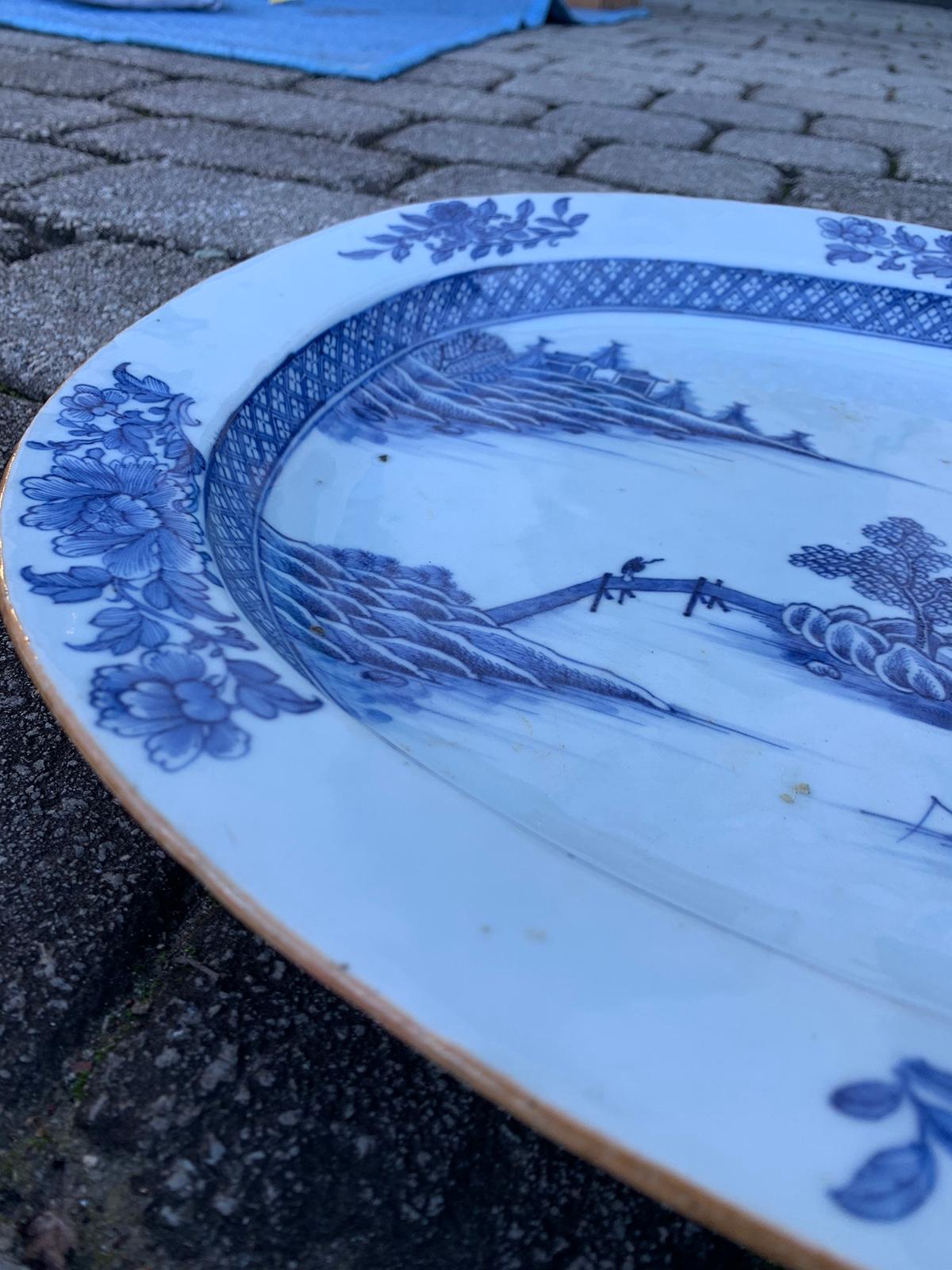 18th Century Large Chinese Blue and White Charger For Sale 1