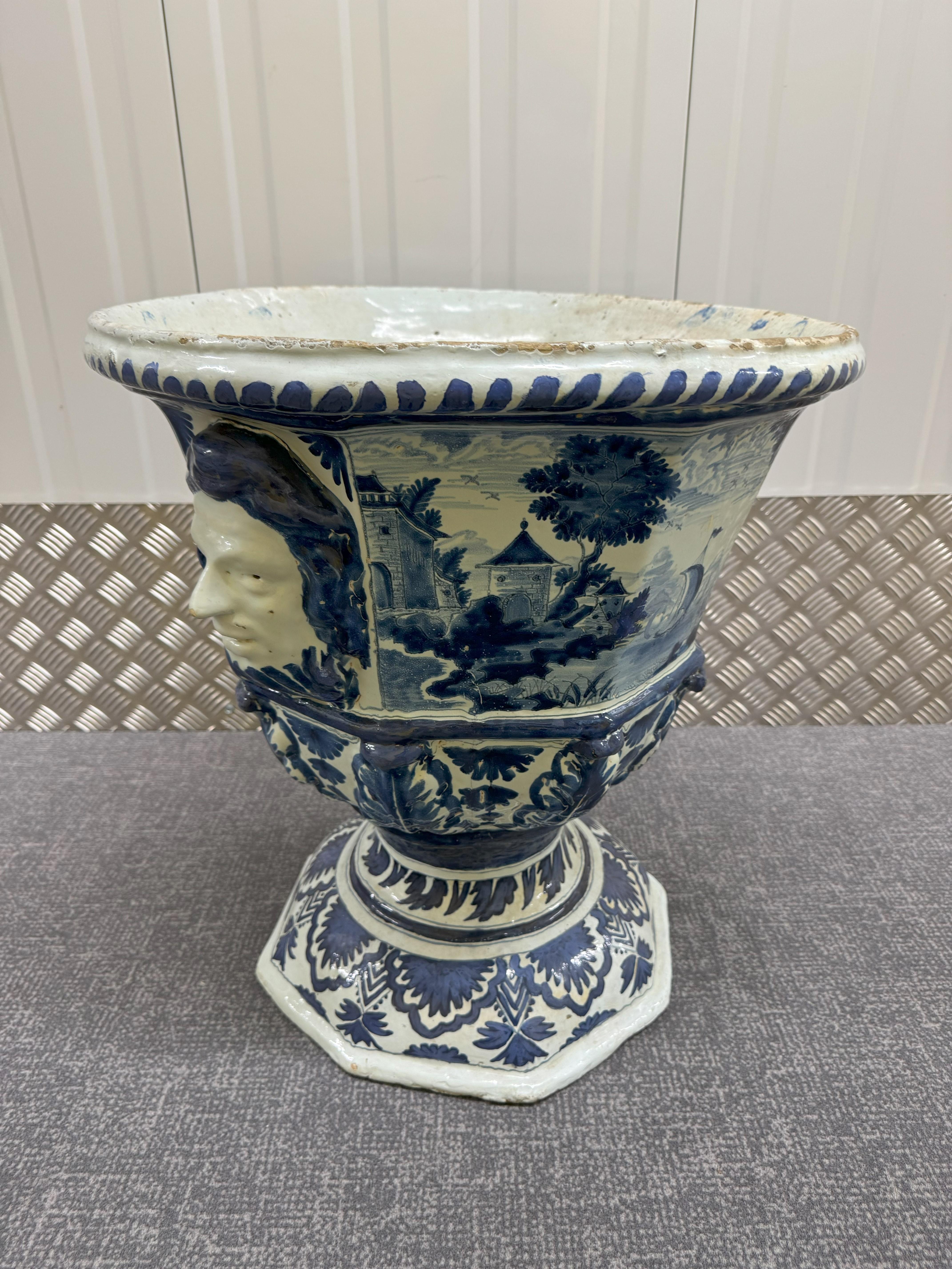 18th Century Large Delft Garden Urn For Sale 1