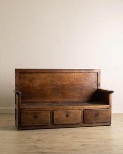 18th Century Large Dutch Oak Settle Bench