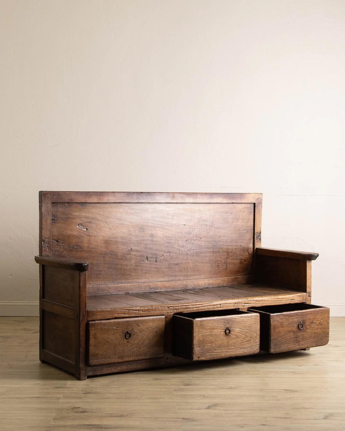 Dutch Colonial 18th Century Large Dutch Oak Settle Bench For Sale