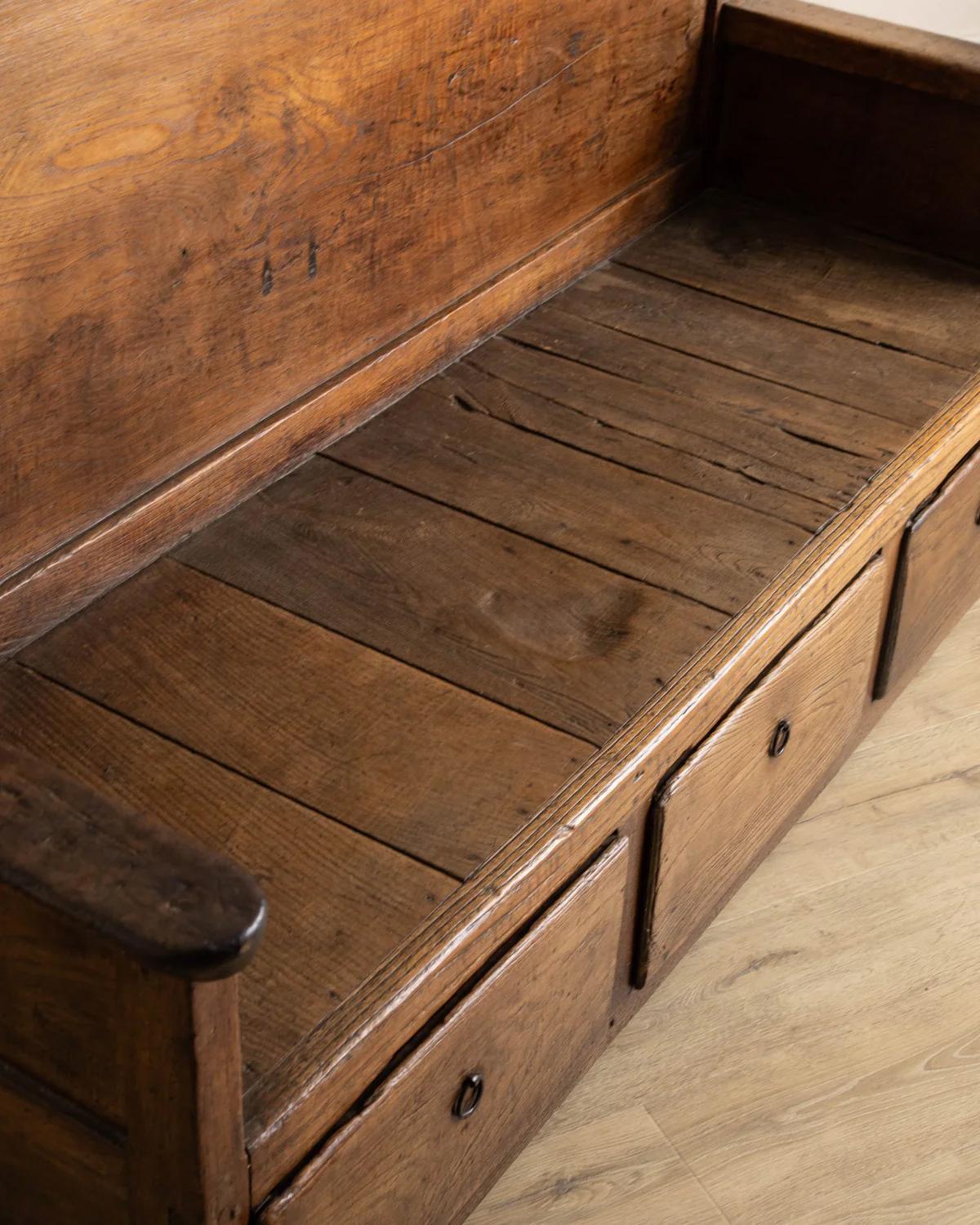 18th Century and Earlier 18th Century Large Dutch Oak Settle Bench For Sale