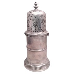 18th Century Large English Silver Muffineer Sugar Shaker