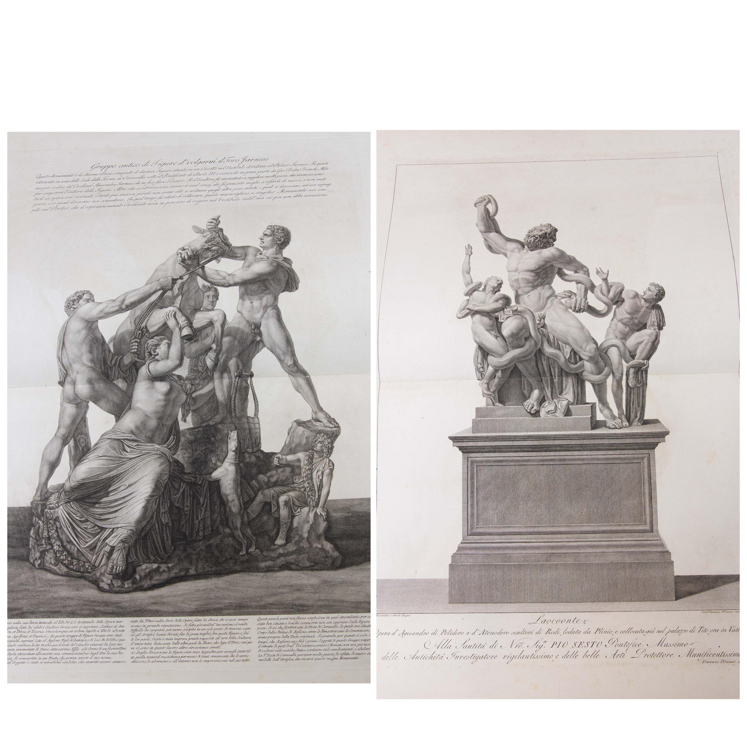 18th Century Large Folio 39 Engravings by Francesco Piranesi of Roman Sculpture In Good Condition In Rochester, NY