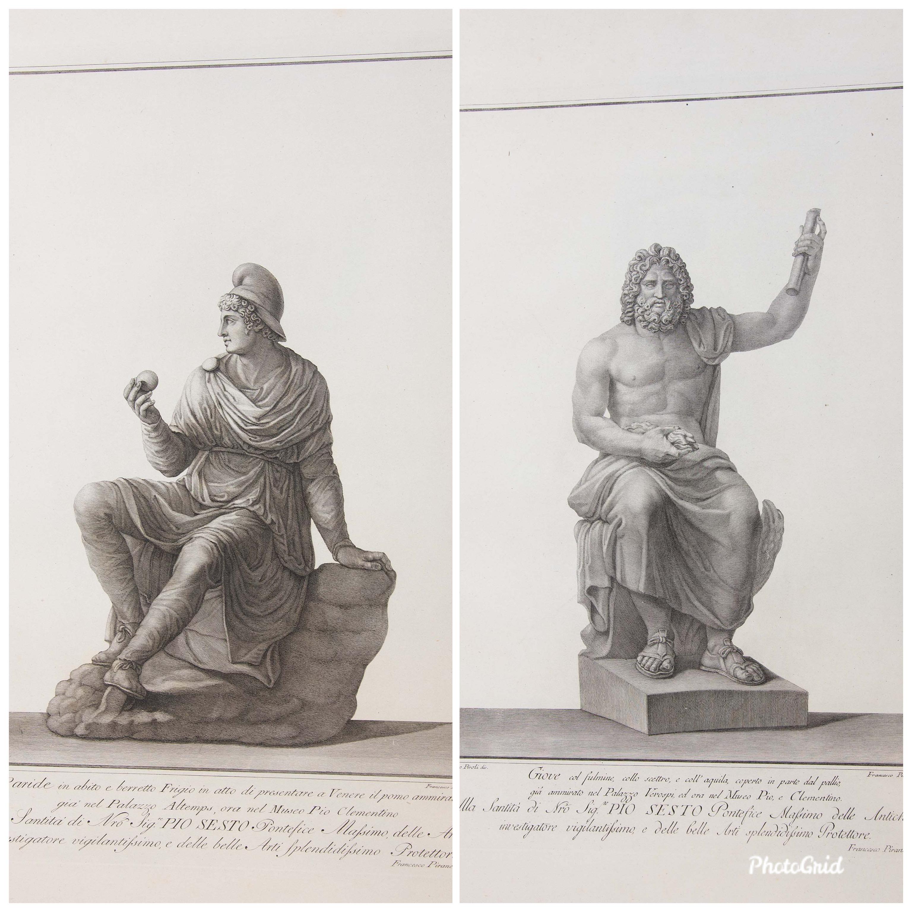 Paper 18th Century Large Folio 39 Engravings by Francesco Piranesi of Roman Sculpture