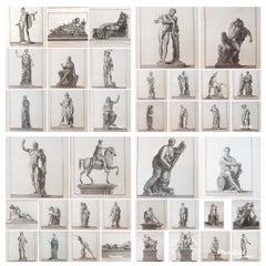 18th Century Large Folio 39 Engravings by Francesco Piranesi of Roman Sculpture