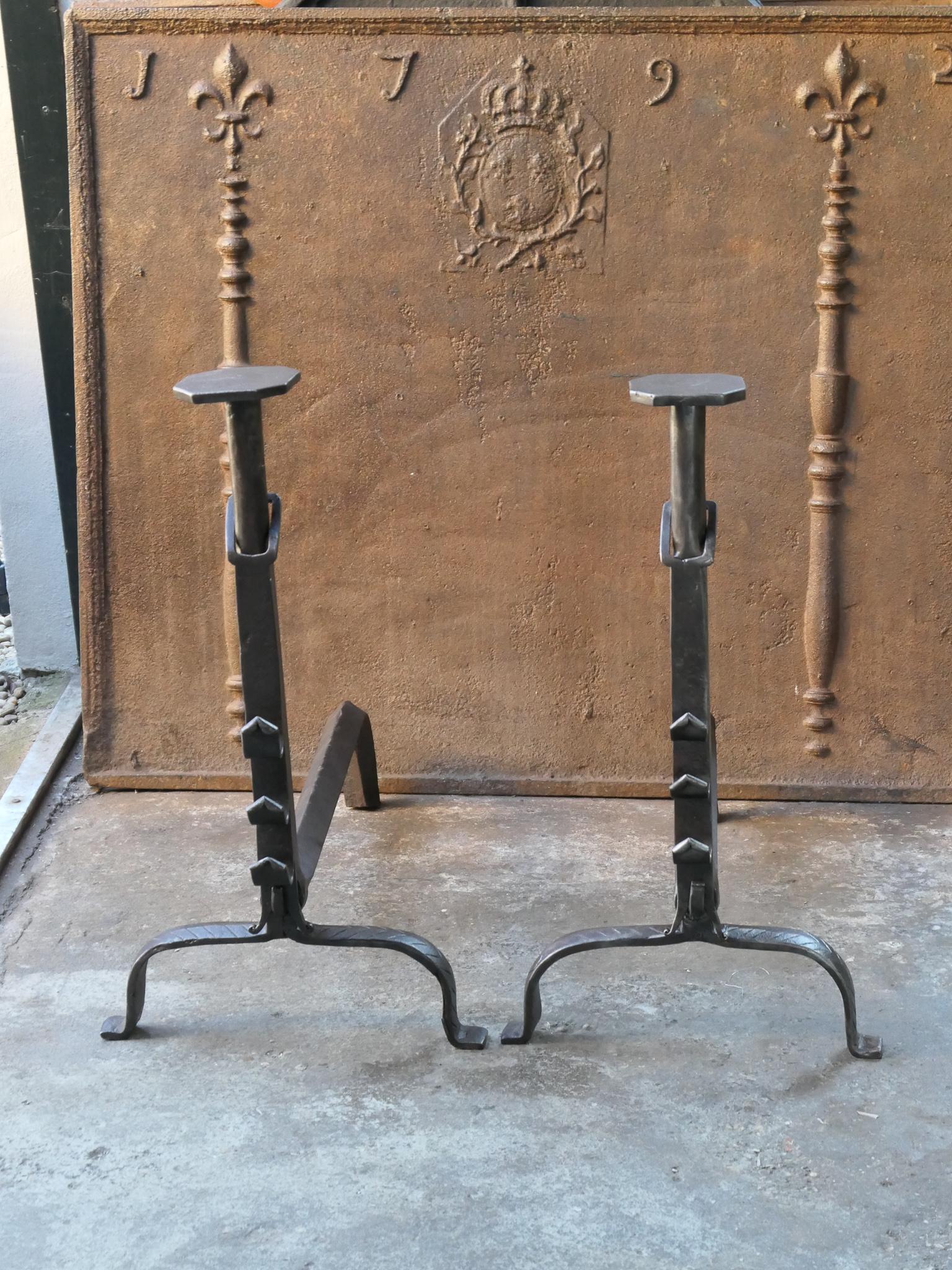 Louis XV Large French 18th Century Andirons For Sale