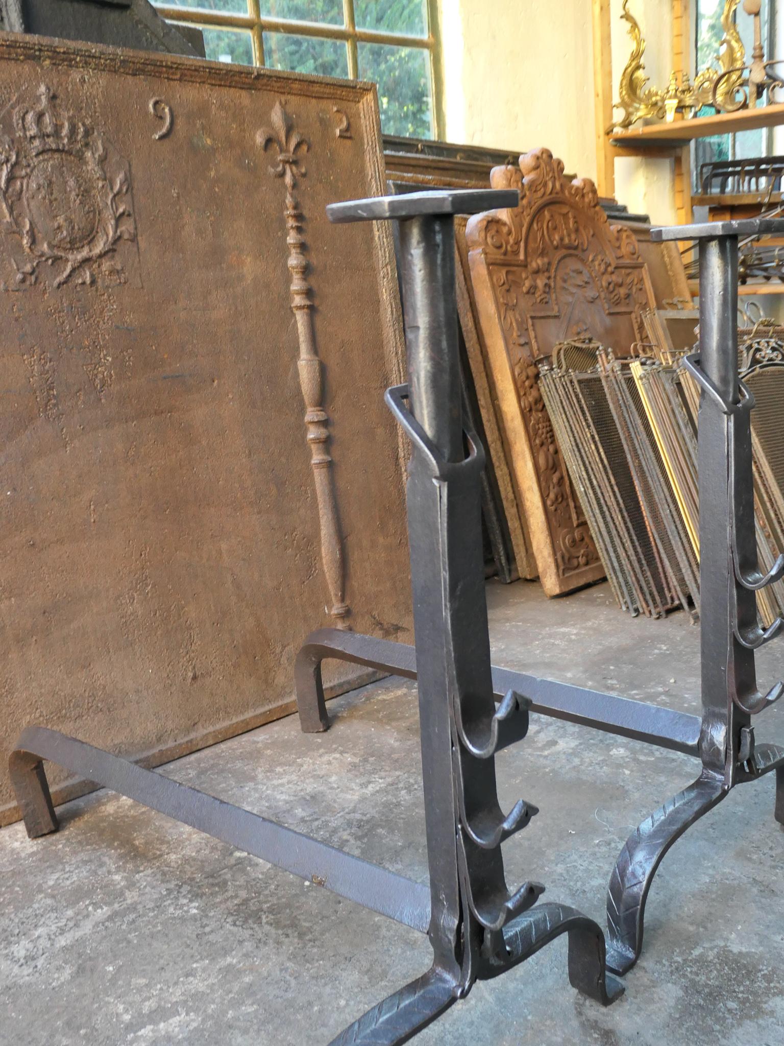 18th Century and Earlier Large French 18th Century Andirons For Sale