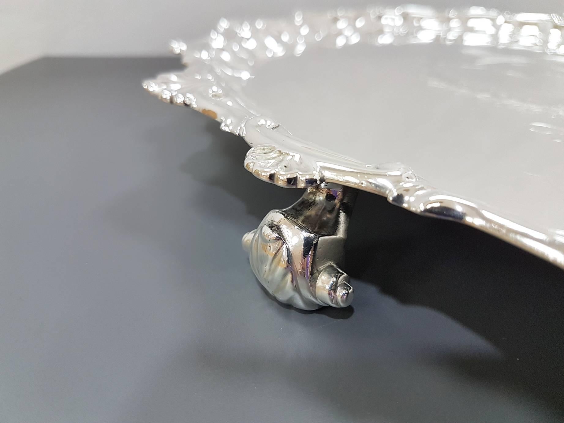 Mid-18th Century 18th Century Large Georgian Sterling Silver Salver with Engraved Coat Arms