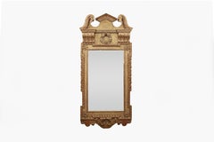 18th Century Large Giltwood Pier Mirror with Swan Neck Pediment