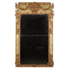 Antique 18th Century, Large Italian Baroque Wood and Plaster Lacquered Mirror