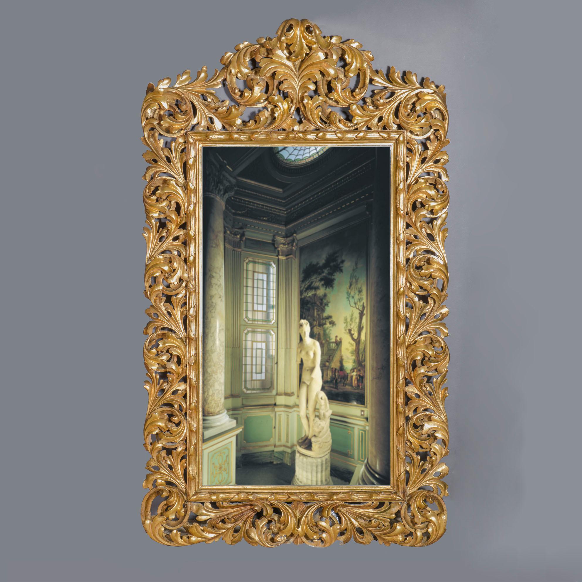 18th Century Large Italian Gilded Mirror  In Fair Condition For Sale In Roma, IT