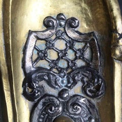 18th Century Italian Baroque Centerpiece Large Gilt Repoussé Brass Shell