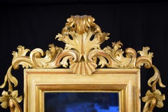 18th Century, Large Italian Rocaille Lacquered and Giltwood Mirror